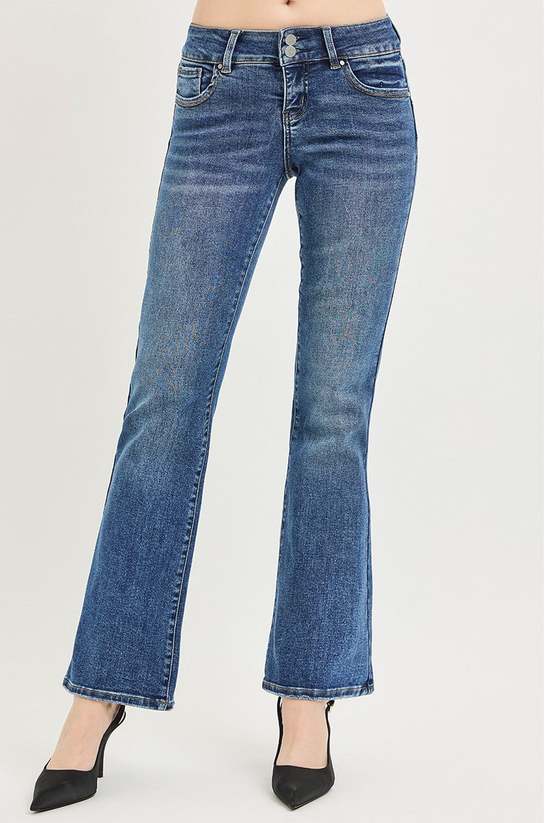 RISEN Tummy Control Low Rise Bootcut Jeans - Be Bliss Boutique