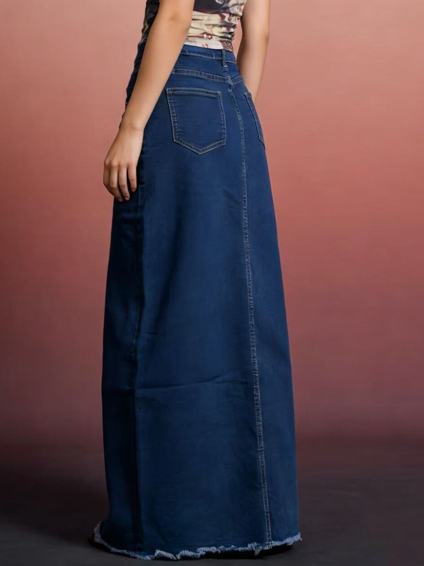 Raw Hem Maxi Denim Skirt - Be Bliss Boutique