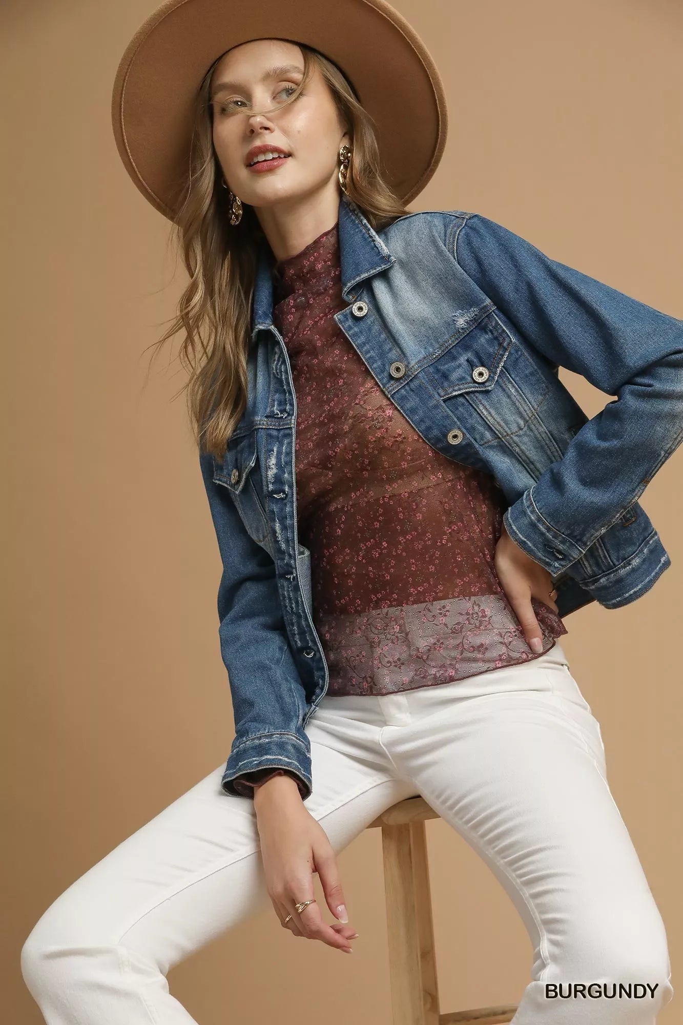 Umgee Nylon Lace Mesh Long Sleeve Top -  Be Bliss Boutique