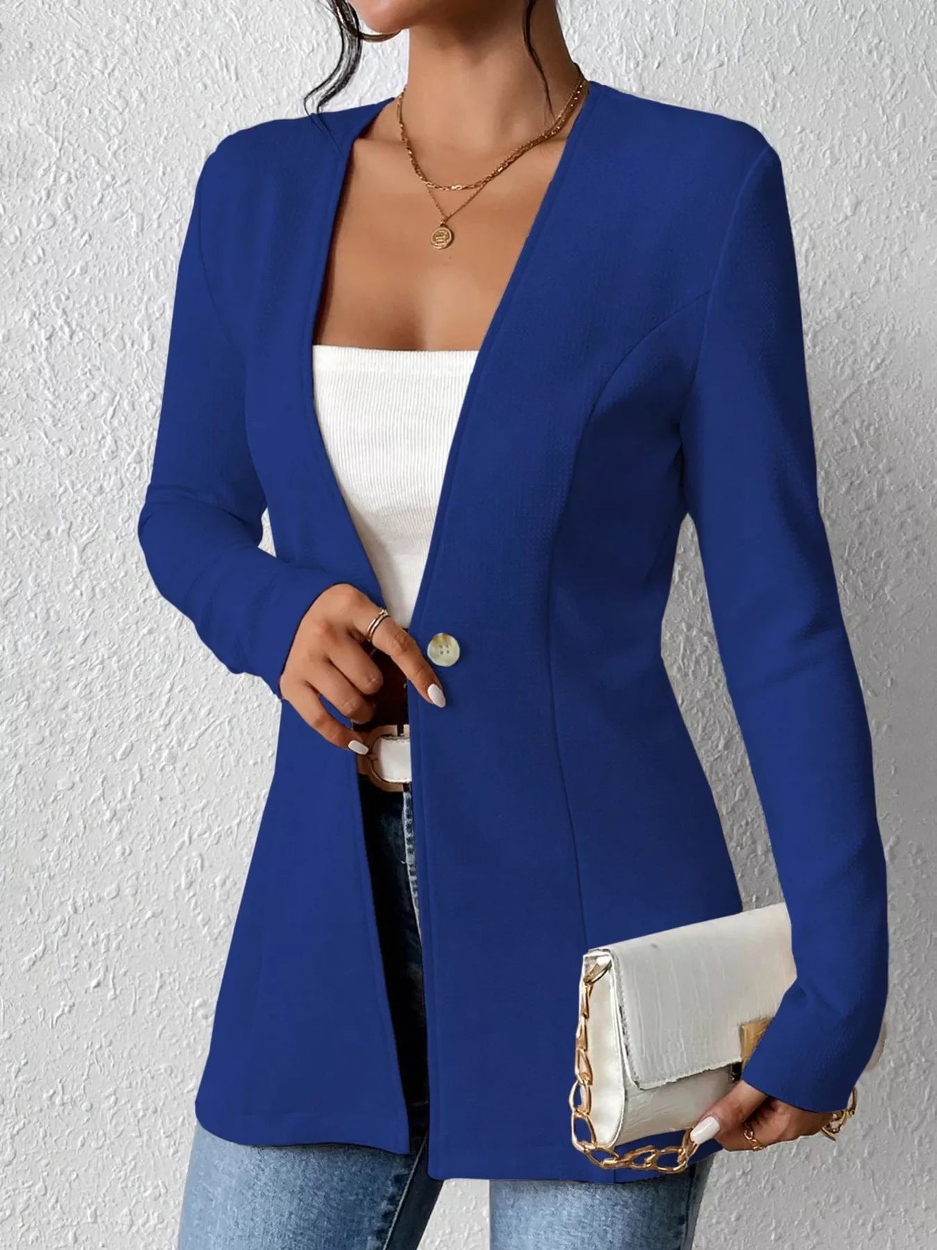 One Button Long Sleeve Blazer - Be Bliss Boutique