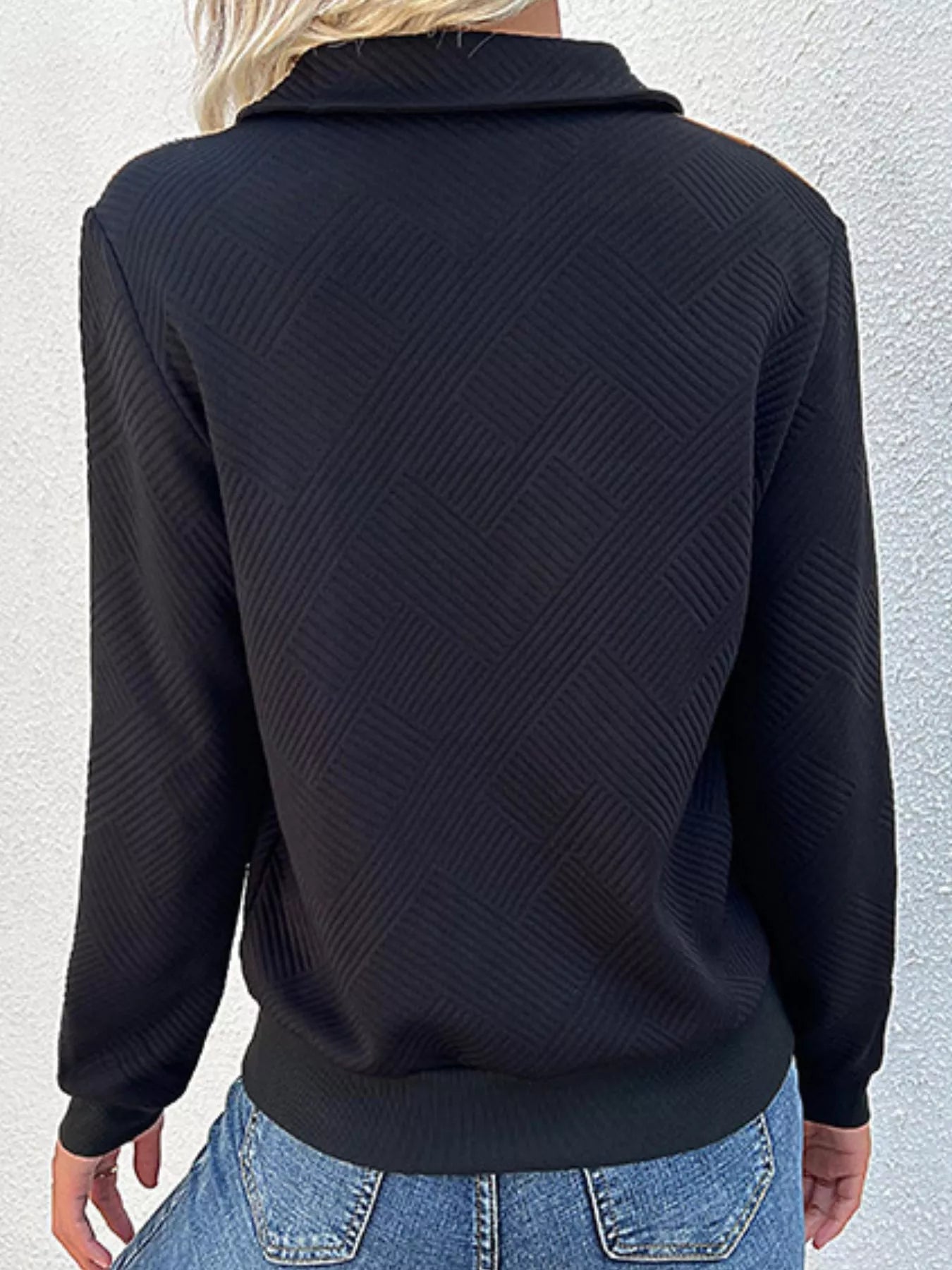 Color Block Texture Long Sleeve Sweatshirt -  Be Bliss Boutique