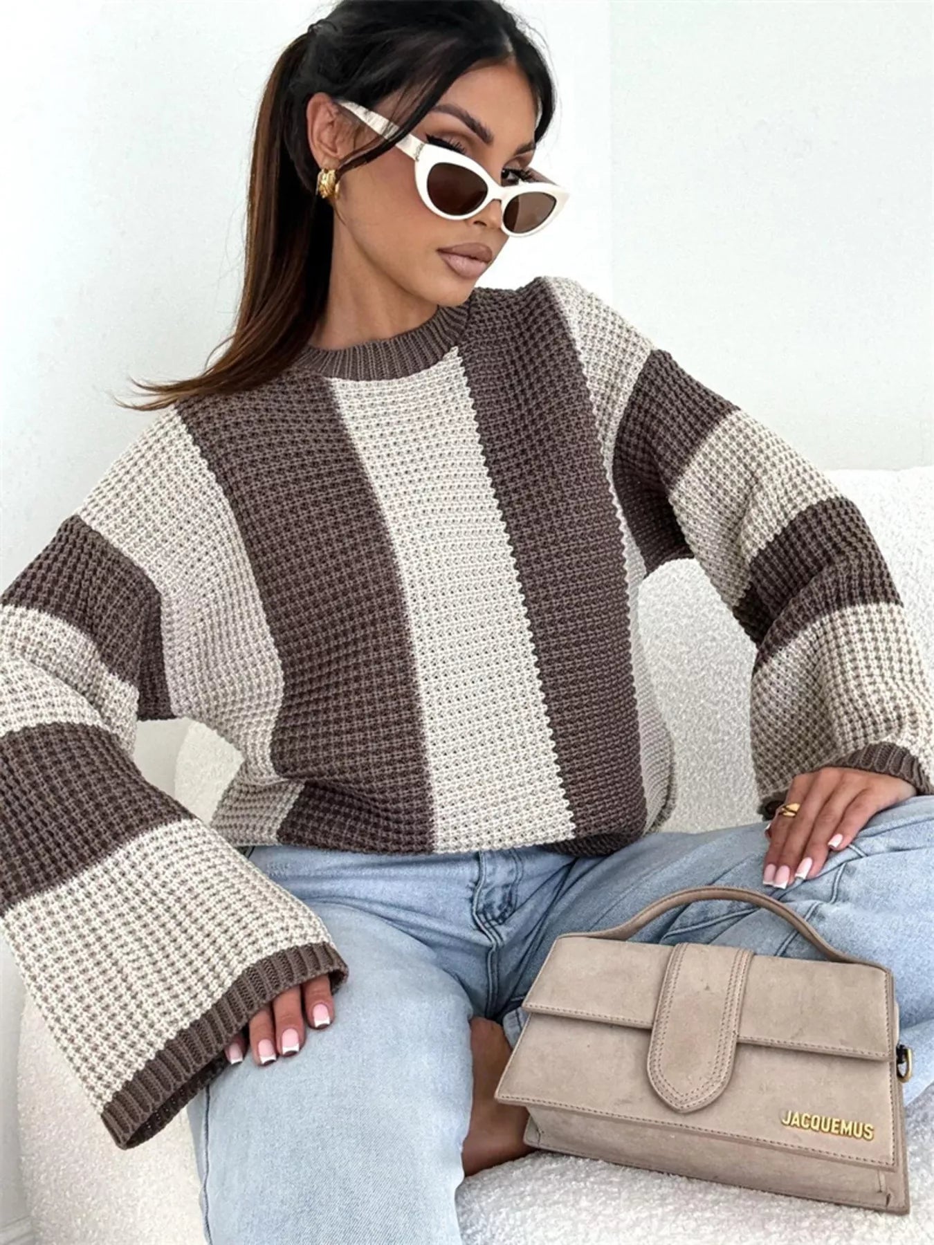Color Block Long Sleeve Sweater -  Be Bliss Boutique