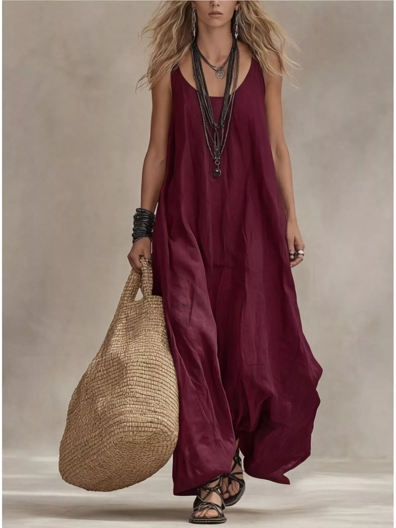 Full Size Scoop Neck Sleeveless Maxi Dress - Be Bliss Boutique