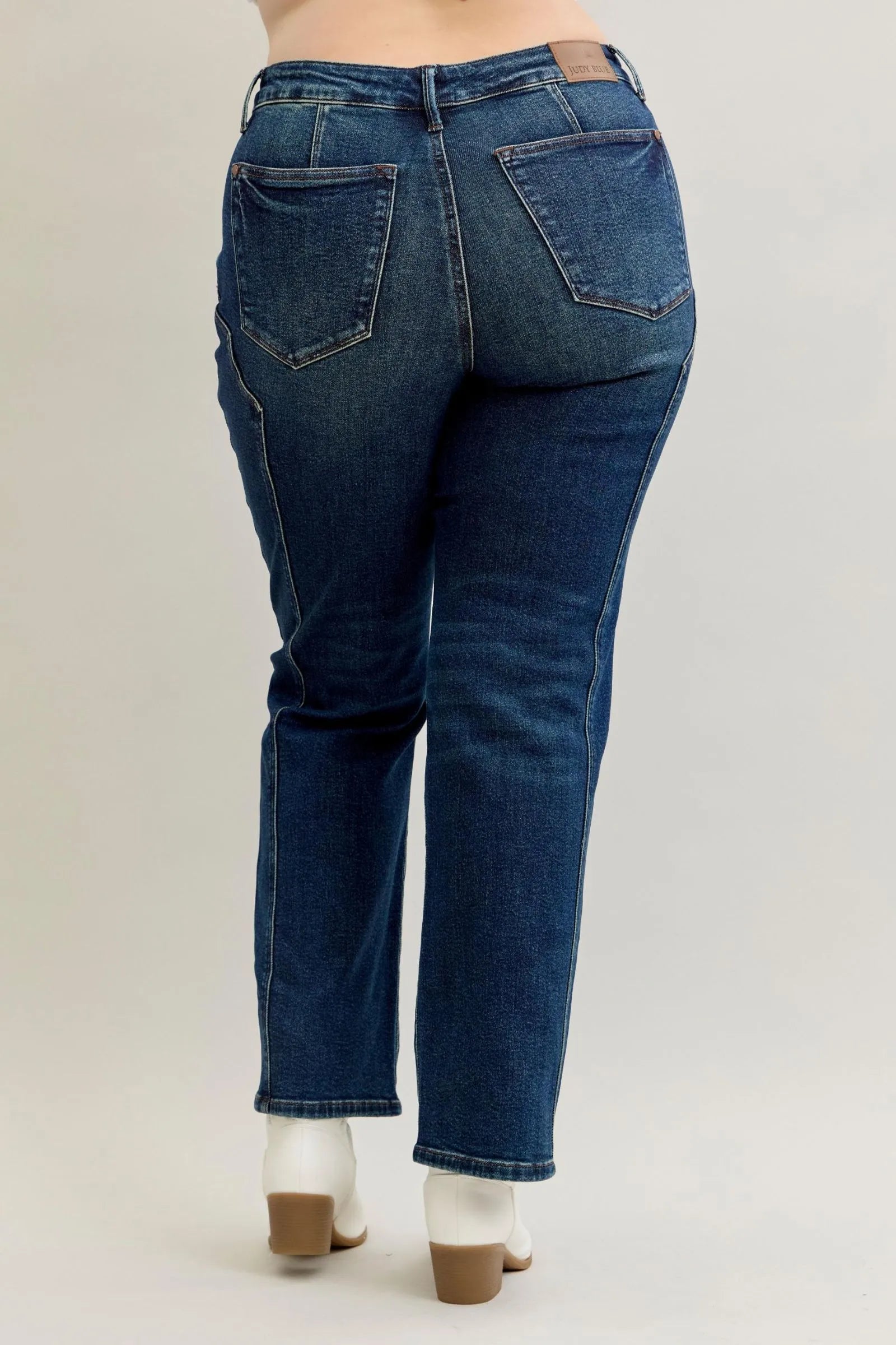 Plus Size Seam Detailed Straight Leg Judy Blue Jeans -  Be Bliss Boutique