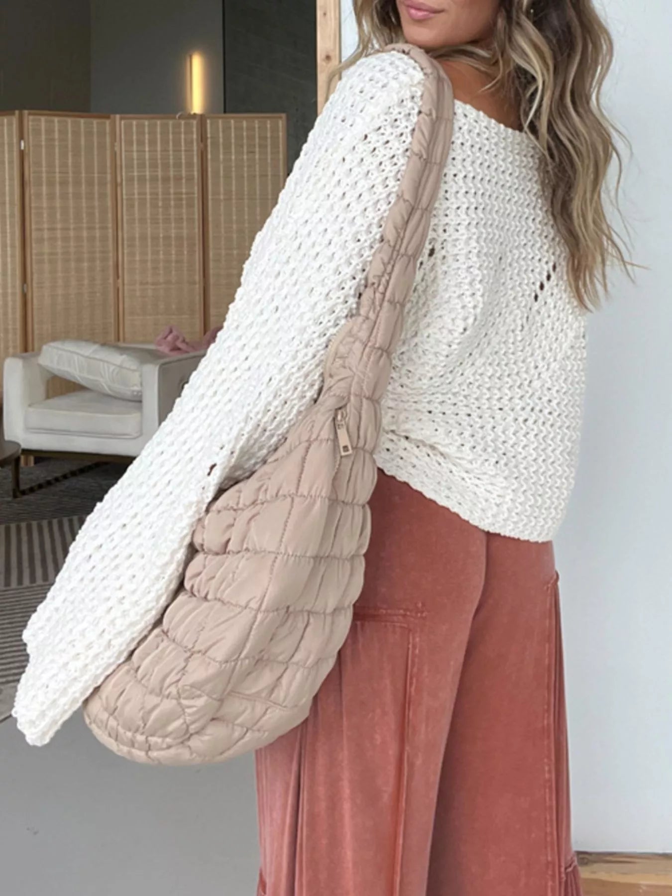 Openwork Batwing Sleeve Sweater -  Be Bliss Boutique