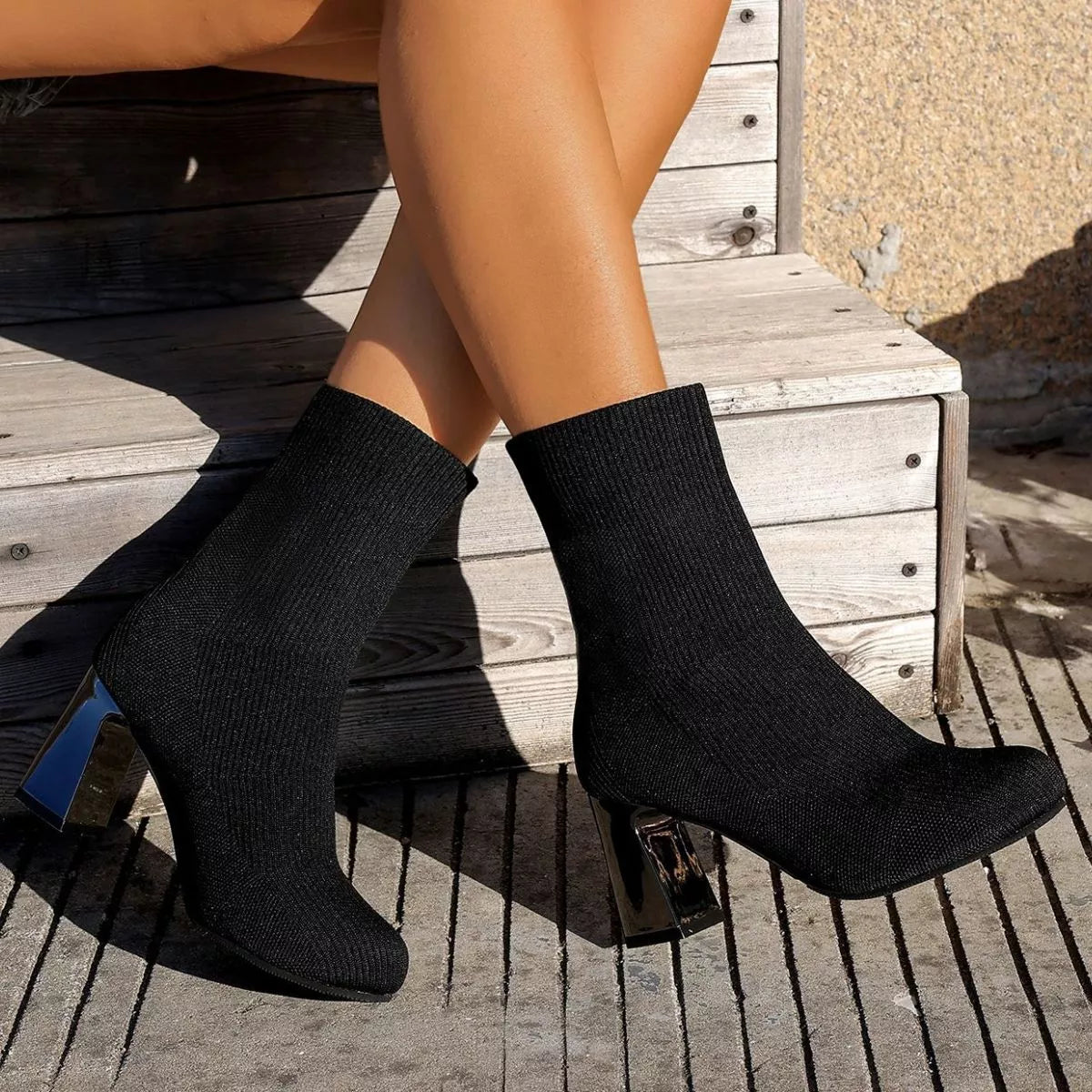 Round Toe Block Heels Boots - Be Bliss Boutique
