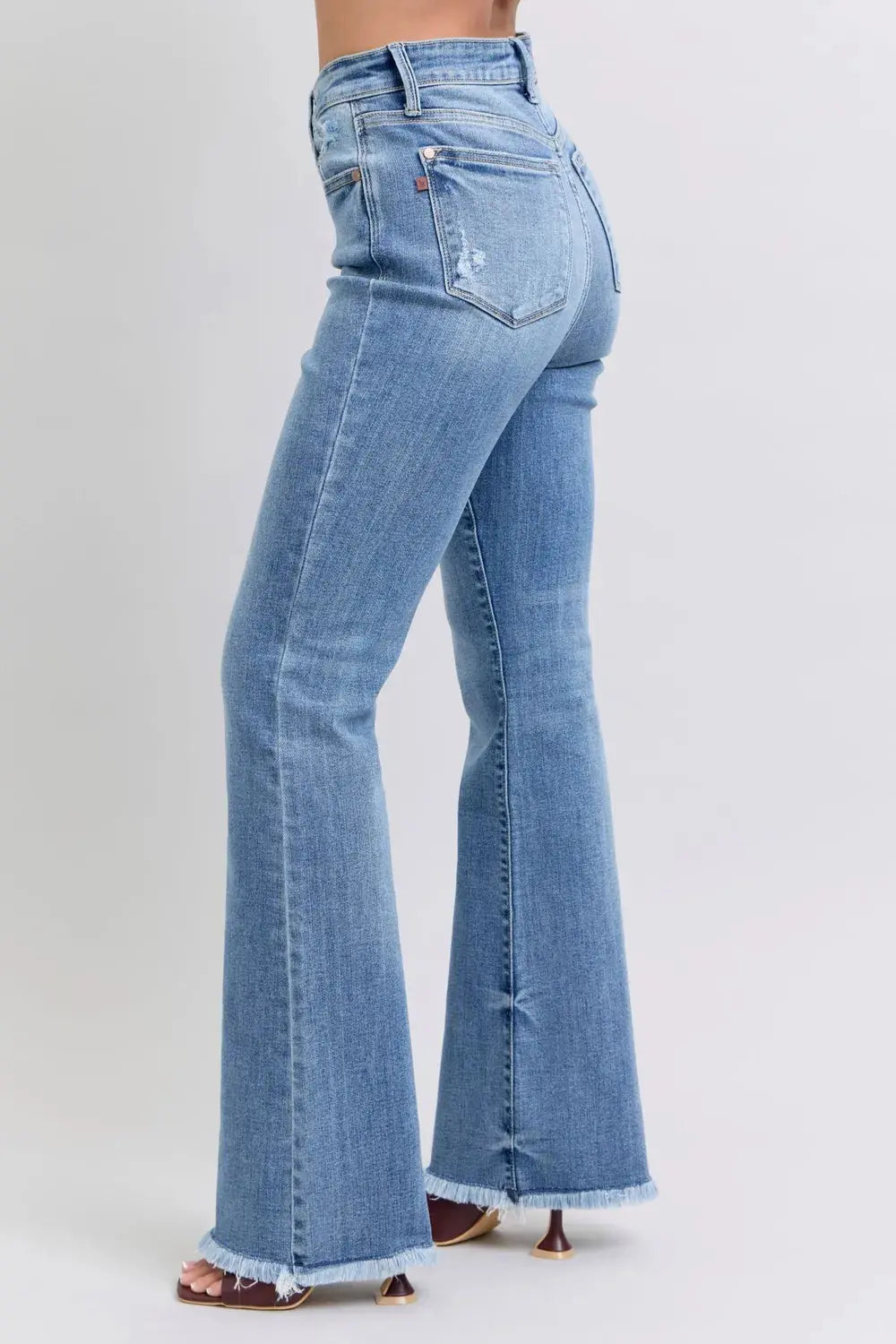 Judy Blue Raw Hem High Rise Bootcut Jeans – Full Size Fit | Be Bliss Boutique