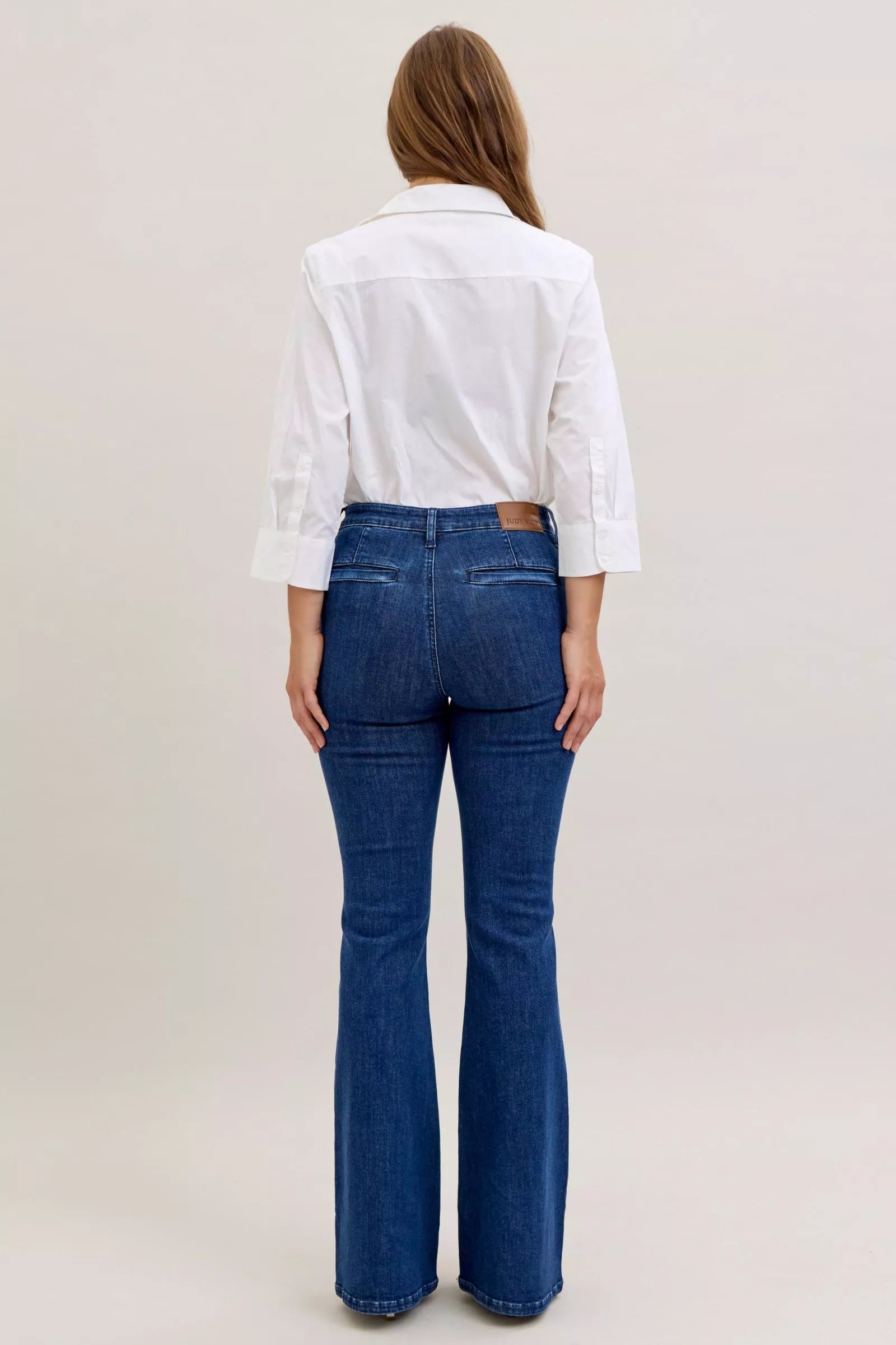 Judy Blue Jeans - High Waist Flare Jeans with Front Patch Pockets - Be Bliss Boutique