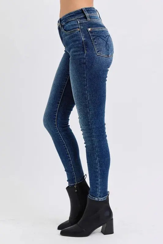 Judy Blue Full/Plus Size Run Mid-Rise Waist Skinny Jeans with Thermal Lining |  Be Bliss Boutique