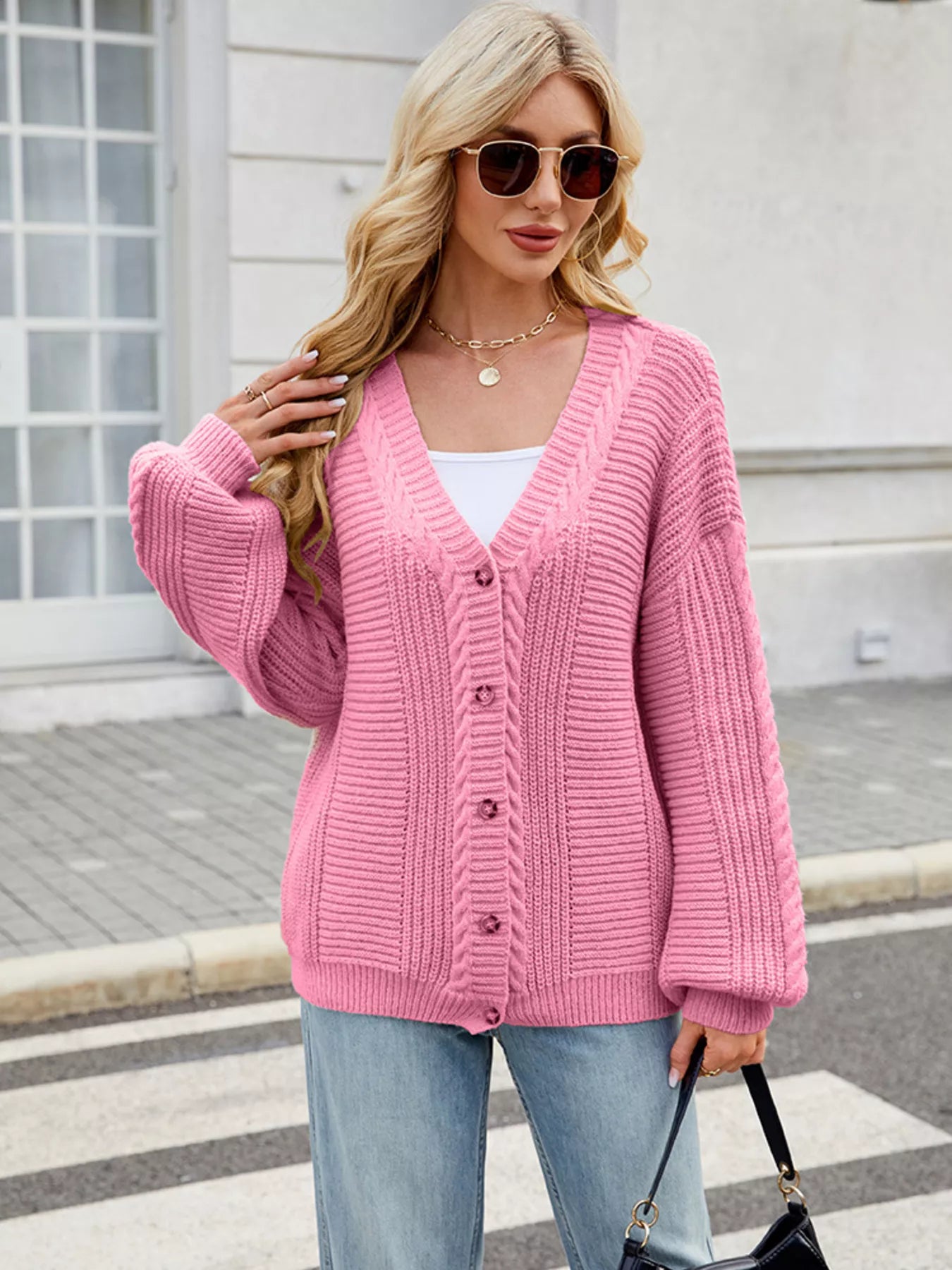Button Up Long Sleeve Cardigan -  Be Bliss Boutique