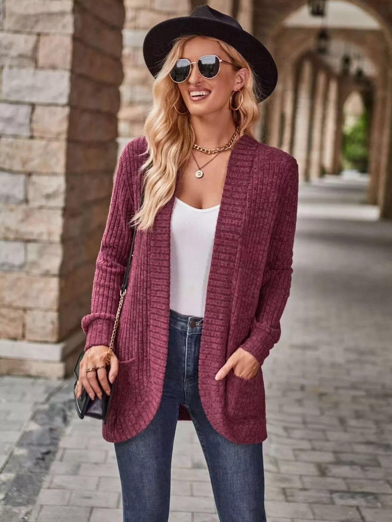 Ribbed Knit Open Front Cardigan -  Be Bliss Boutique