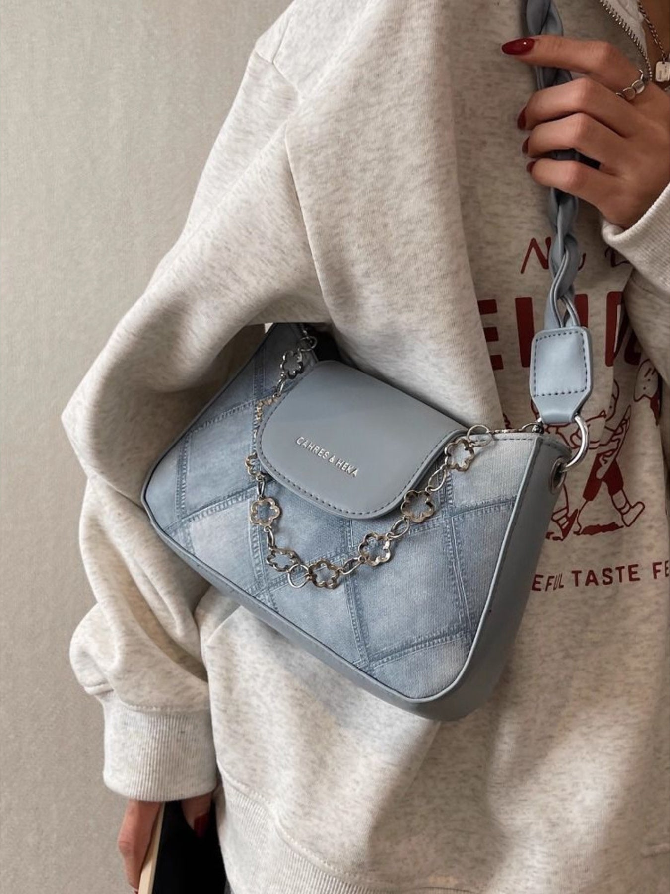 Chain Decor Leather Shoulder Bag - Be Bliss Boutique