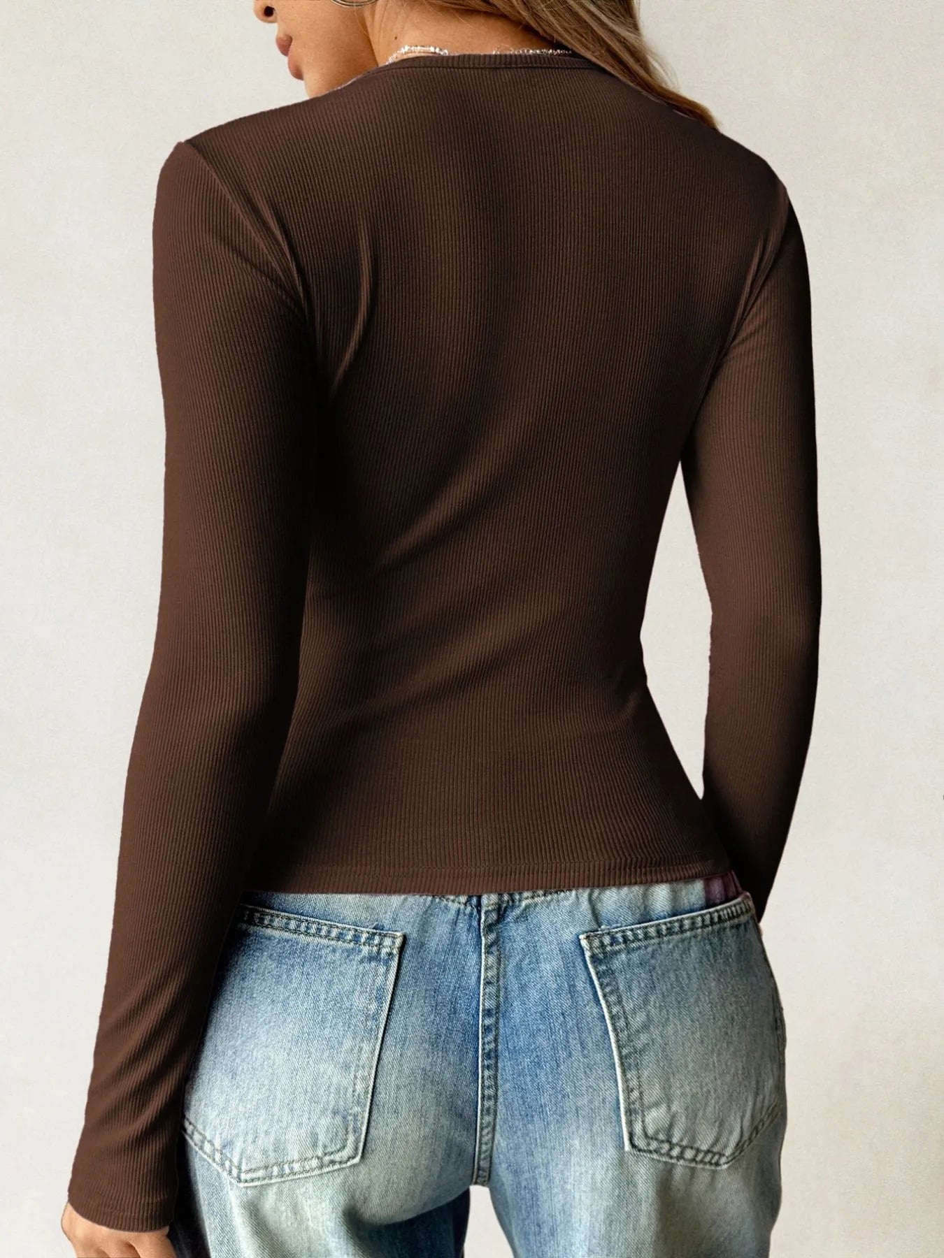 Ribbed Knit Long Sleeve T-Shirt -  Be Bliss Boutique