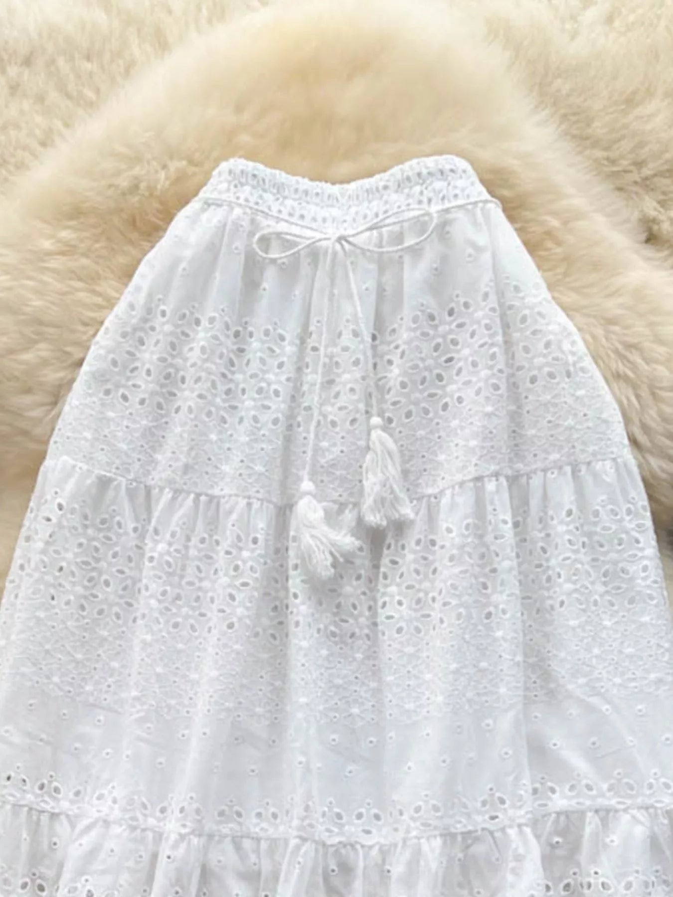 Eyelet Tiered Maxi Skirt - Be Bliss Boutique