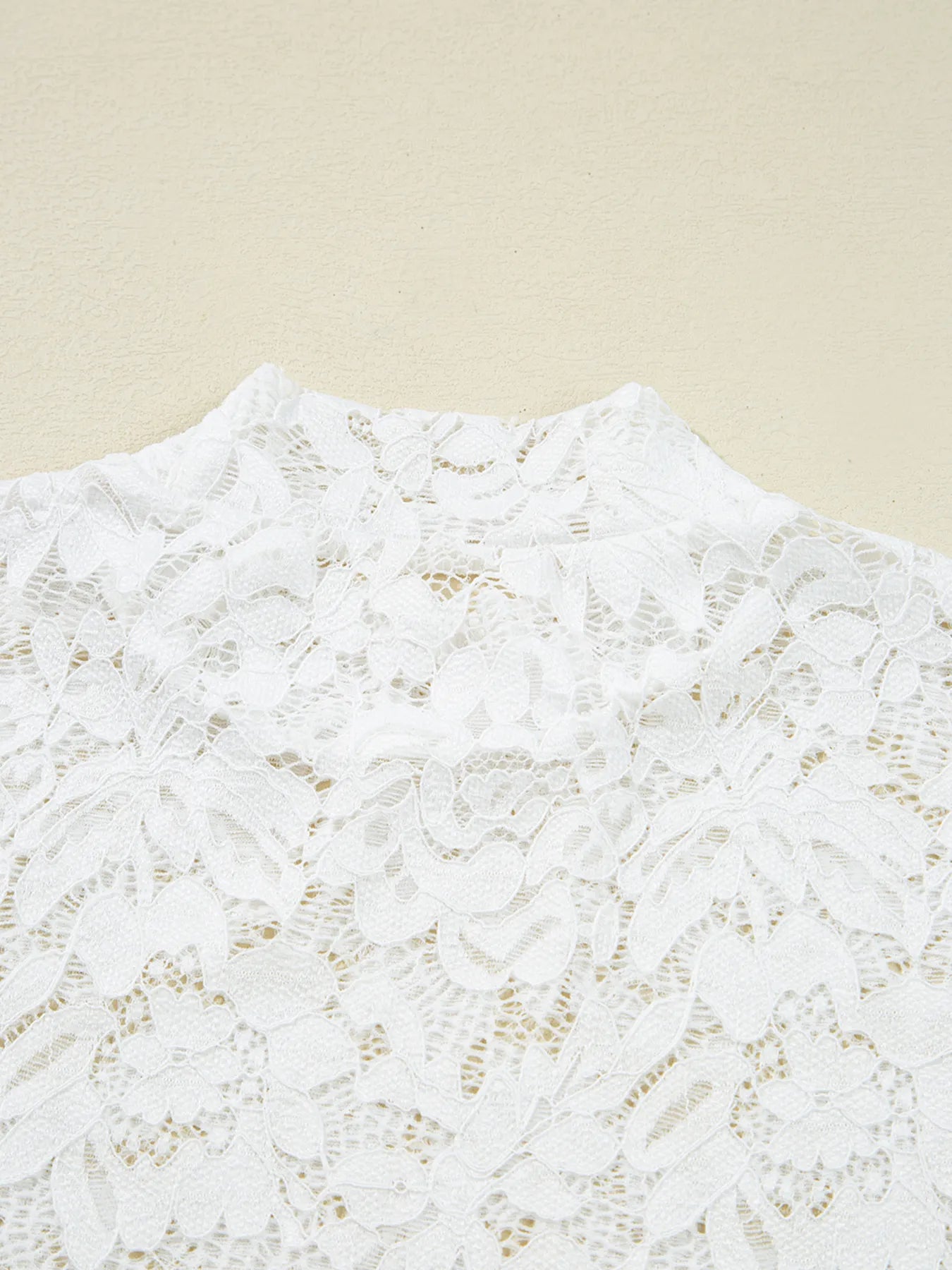 Lace Crochet Bell Sleeve Mock Neck Blouse - Be Bliss Boutique