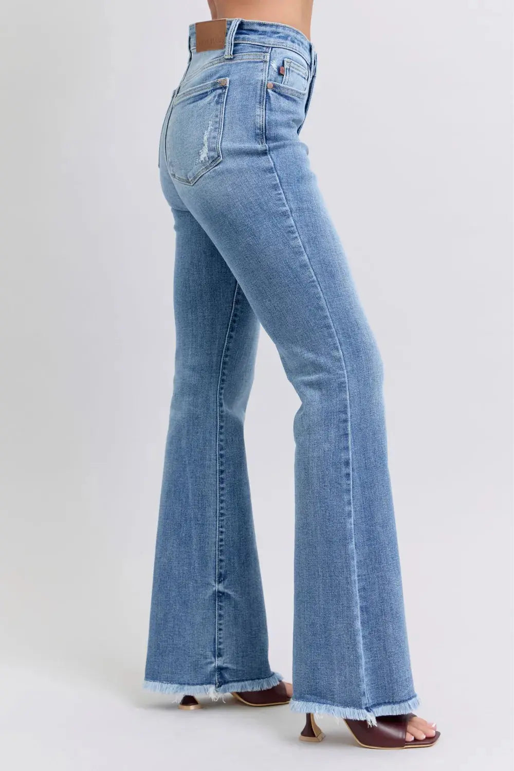 Judy Blue Raw Hem High Rise Bootcut Jeans – Full Size Fit | Be Bliss Boutique