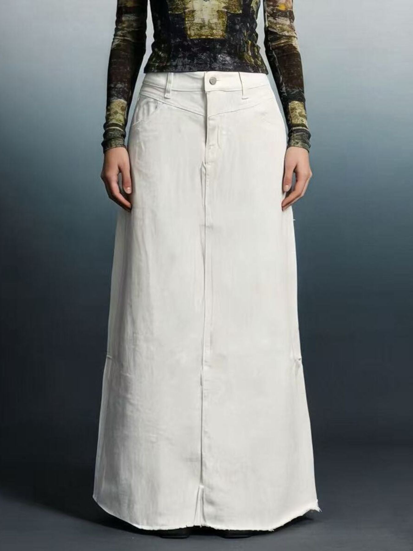 Raw Hem Maxi Denim Skirt - Be Bliss Boutique