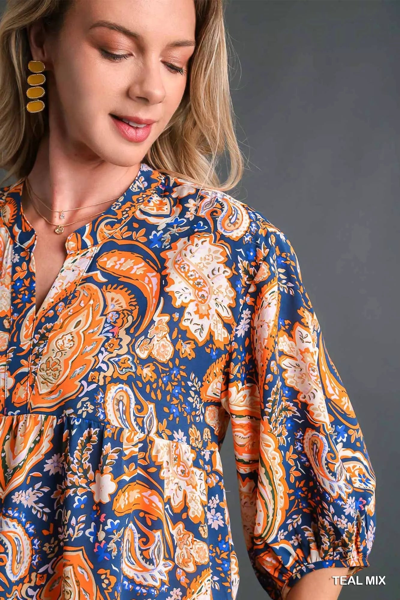 Umgee Mix Paisley Boho Tunic Blouse -  Be Bliss Boutique