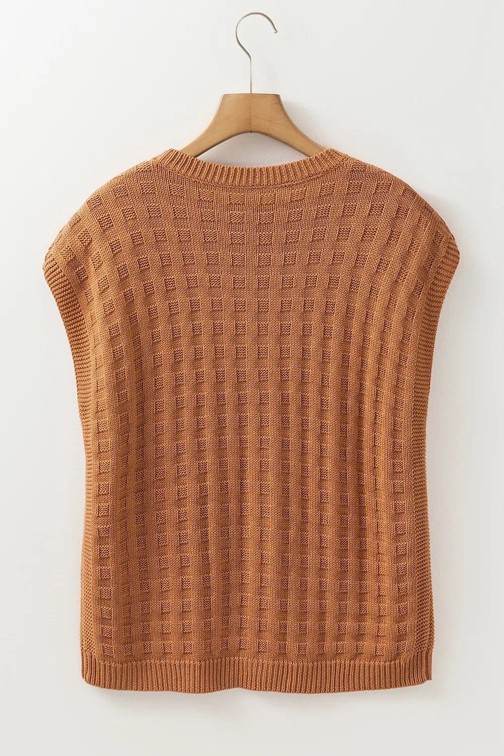 Textured Pattern Round Neck Sweater Vest -  Be Bliss Boutique