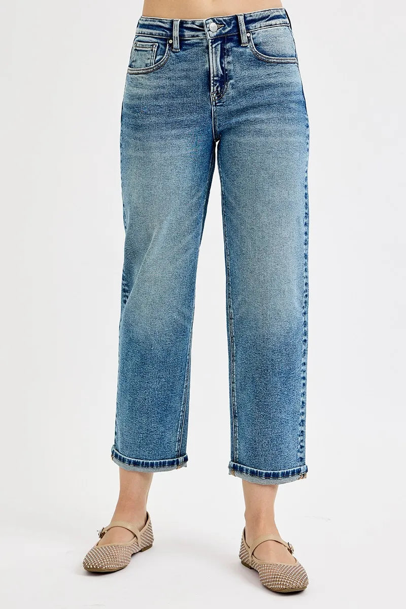 RISEN Full Size High Rise Crop Boyfriend Jeans Plus Size -  Be Bliss Boutique