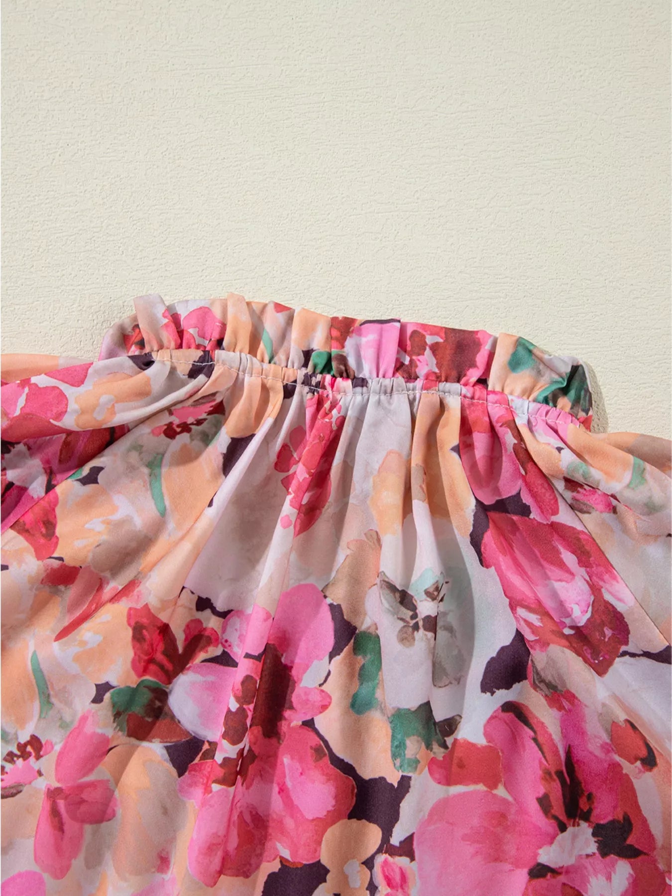 Floral Print Ruffle Trim Long Sleeve Shirt - Be Bliss Boutique