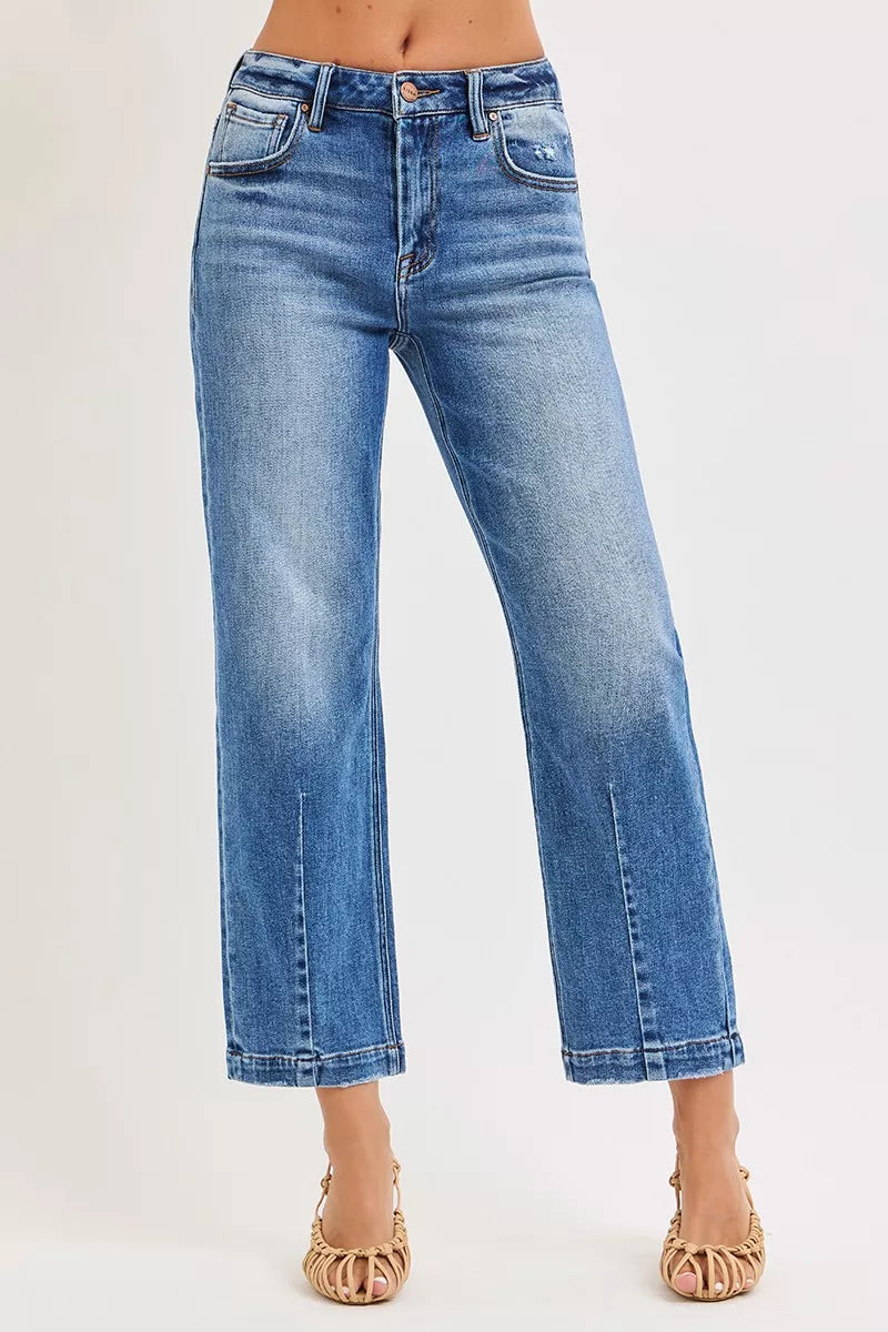 RISEN High Rise Crop Boyfriend Tapered Jeans - Be Bliss Boutique