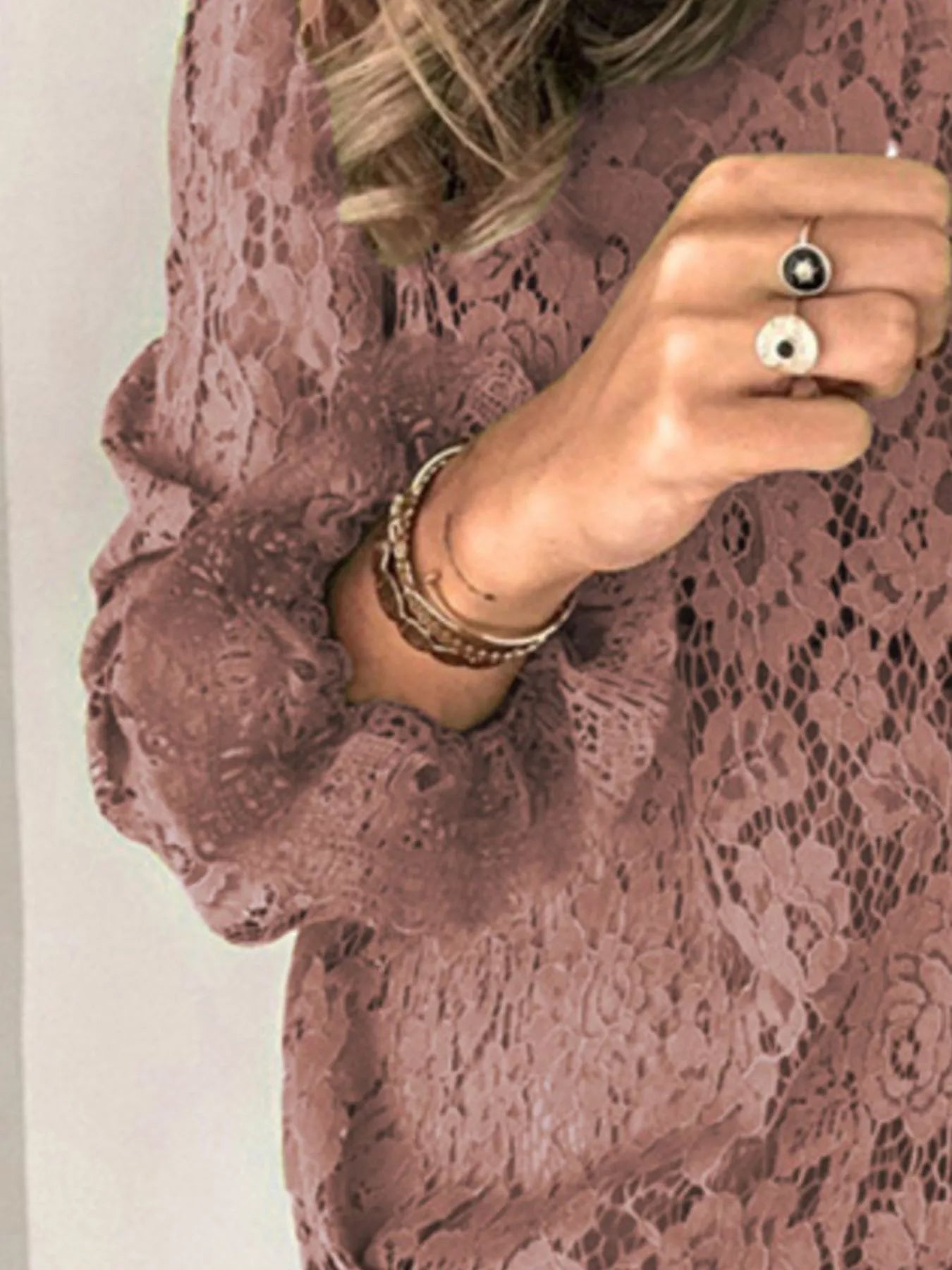 Full Size Floral Lace Flounce Sleeve Blouse Plus Size - Be Bliss Boutique