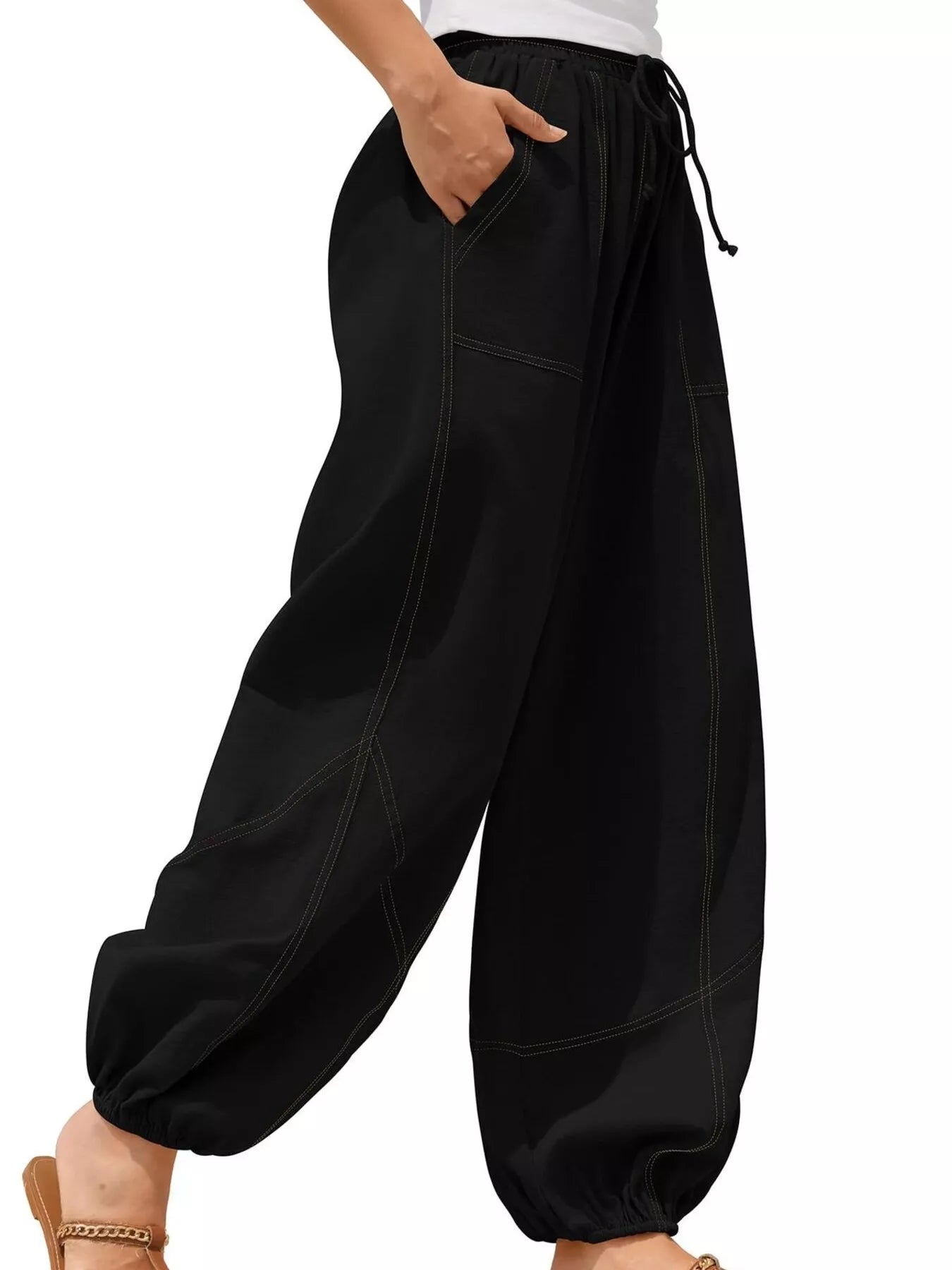 Wide Leg Drawstring Pants -  Be Bliss Boutique