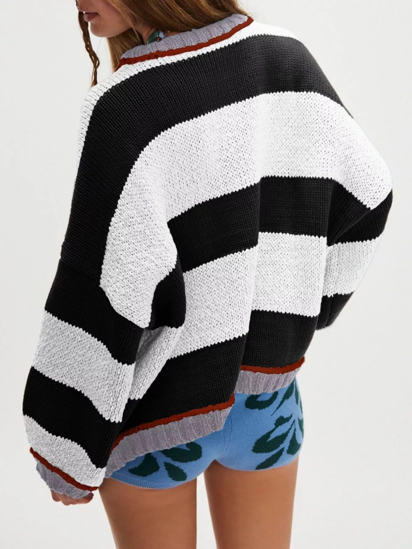 Color Block Round Neck Sweater -  Be Bliss Boutique