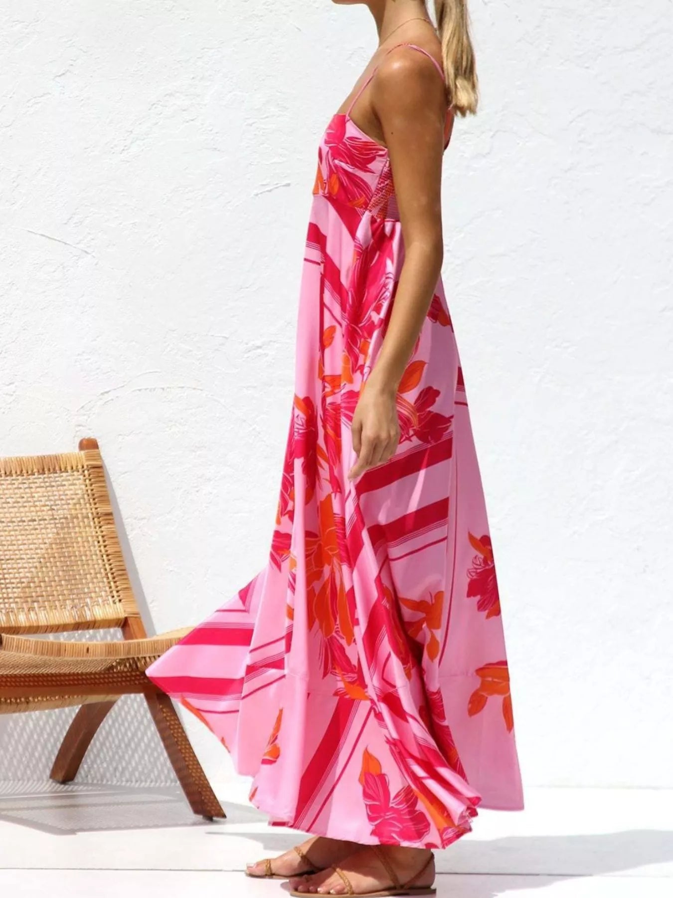 Printed Spaghetti Strap Maxi Dress - Be Bliss Boutique
