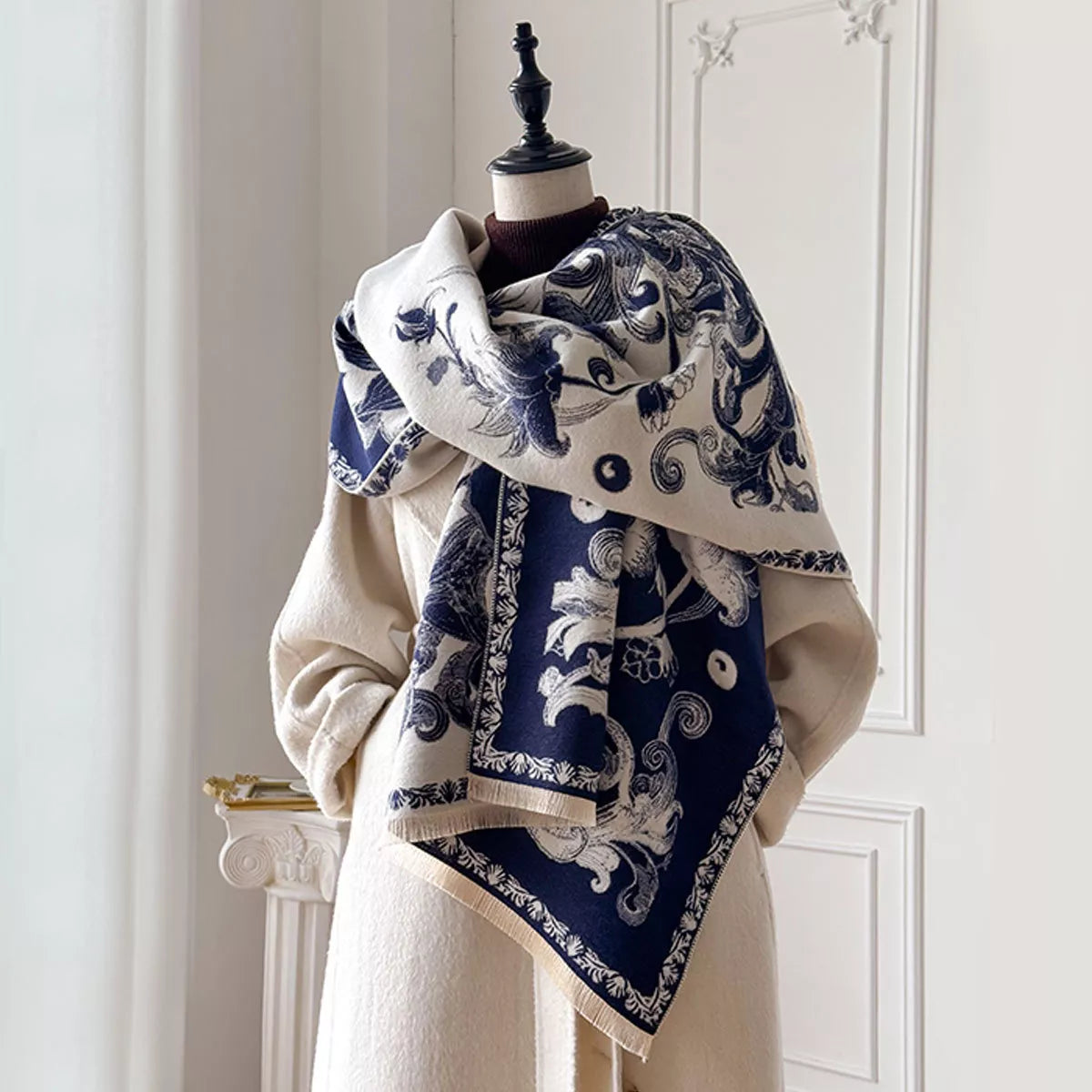 Floral Raw Hem Winter Womens Scarf - Be Bliss Boutique