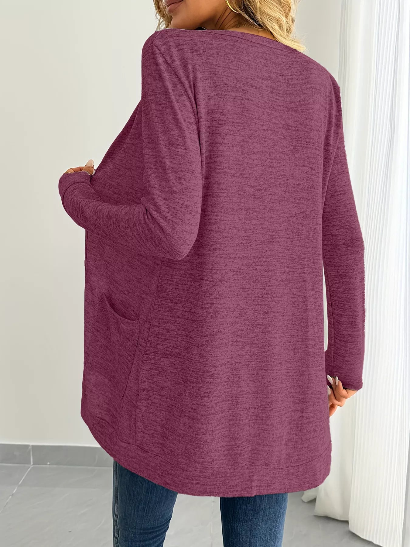Open Front Longline Cardigan with Side Pockets -  Be Bliss Boutique
