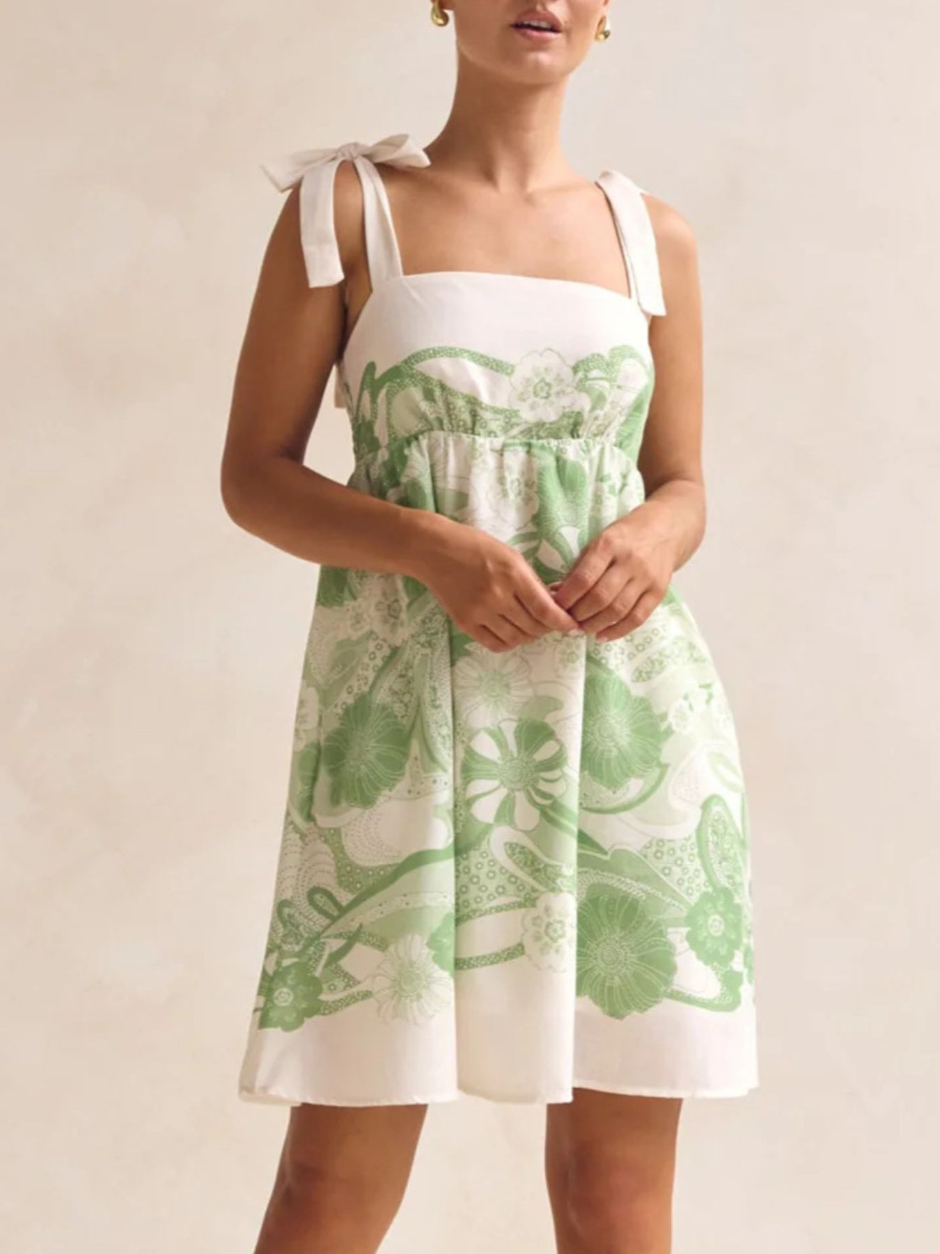 Printed Tie Shoulder Mini Dress - Be Bliss Boutique