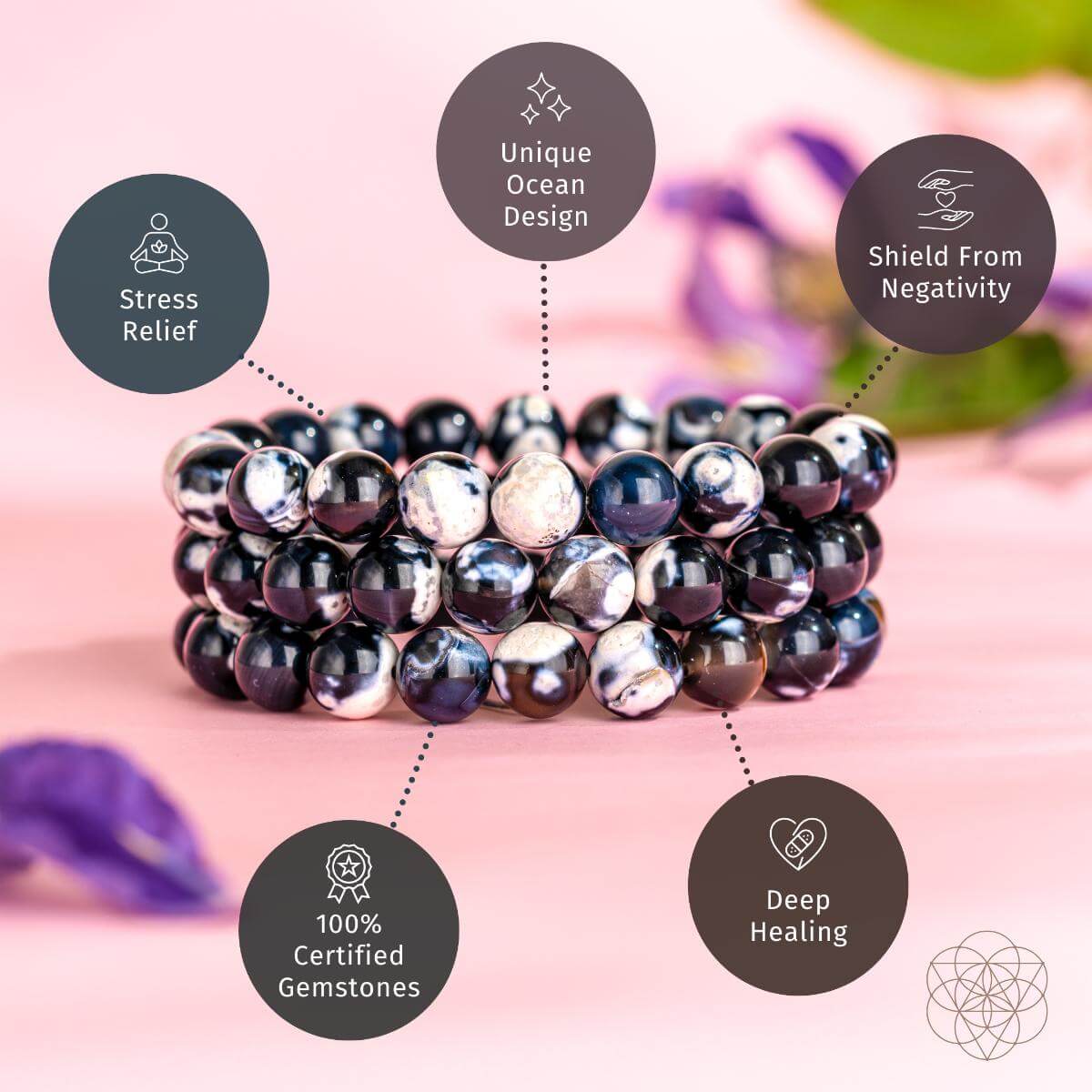 Exotic Orca Agate Bracelet of Deep Healing - Be Bliss Boutique