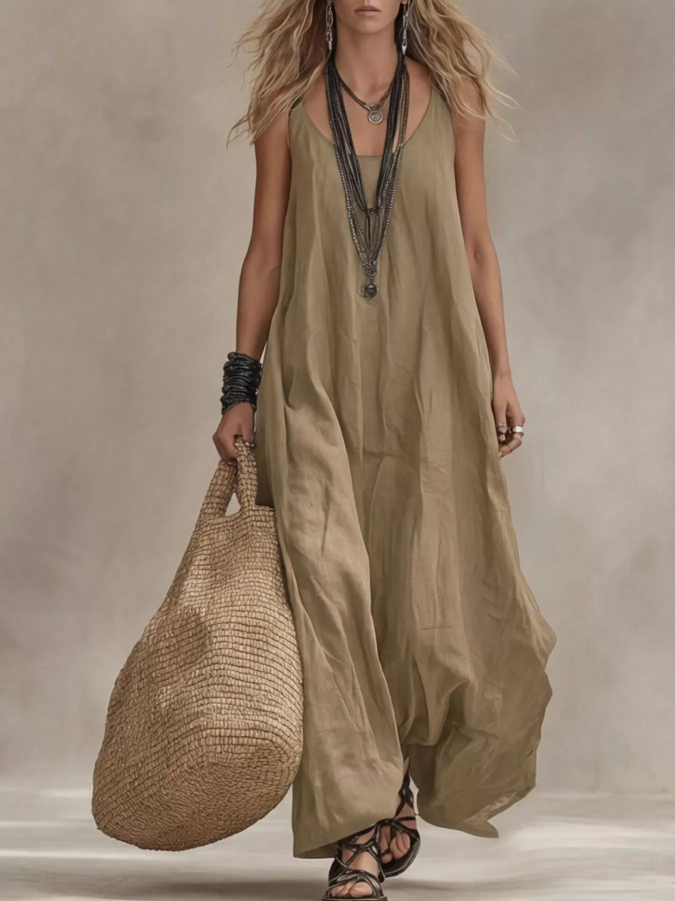 Full Size Scoop Neck Sleeveless Maxi Dress - Be Bliss Boutique