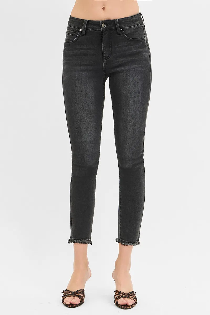 RISEN Jeans - Full Size Tummy Control Mid Rise Crop Skinny Jeans -  Be Bliss Boutique