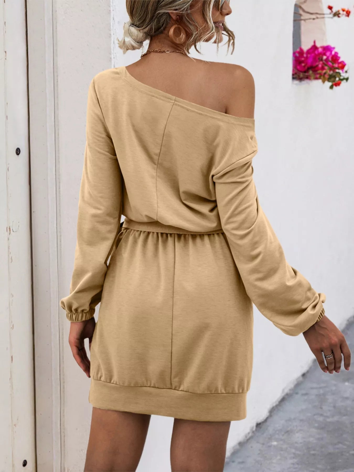 One Shoulder Tie Waist Dress - Be Bliss Boutique