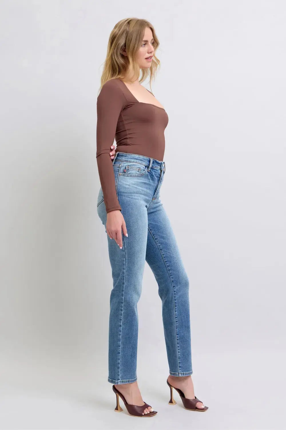 Judy Blue Full/Plus Size Run Vintage Wash Thermal Straight Jeans | Be Bliss Boutique