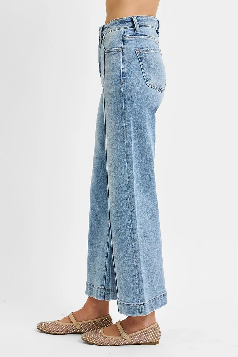 RISEN Full Size High Rise Crop Wide Leg Jeans Plus Size -  Be Bliss Boutique
