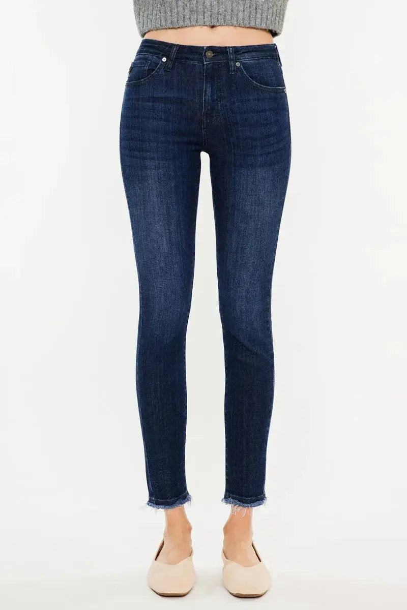 Kancan High-Rise Slim Fit Raw Hem Ankle Jeans |  Be Bliss Boutique