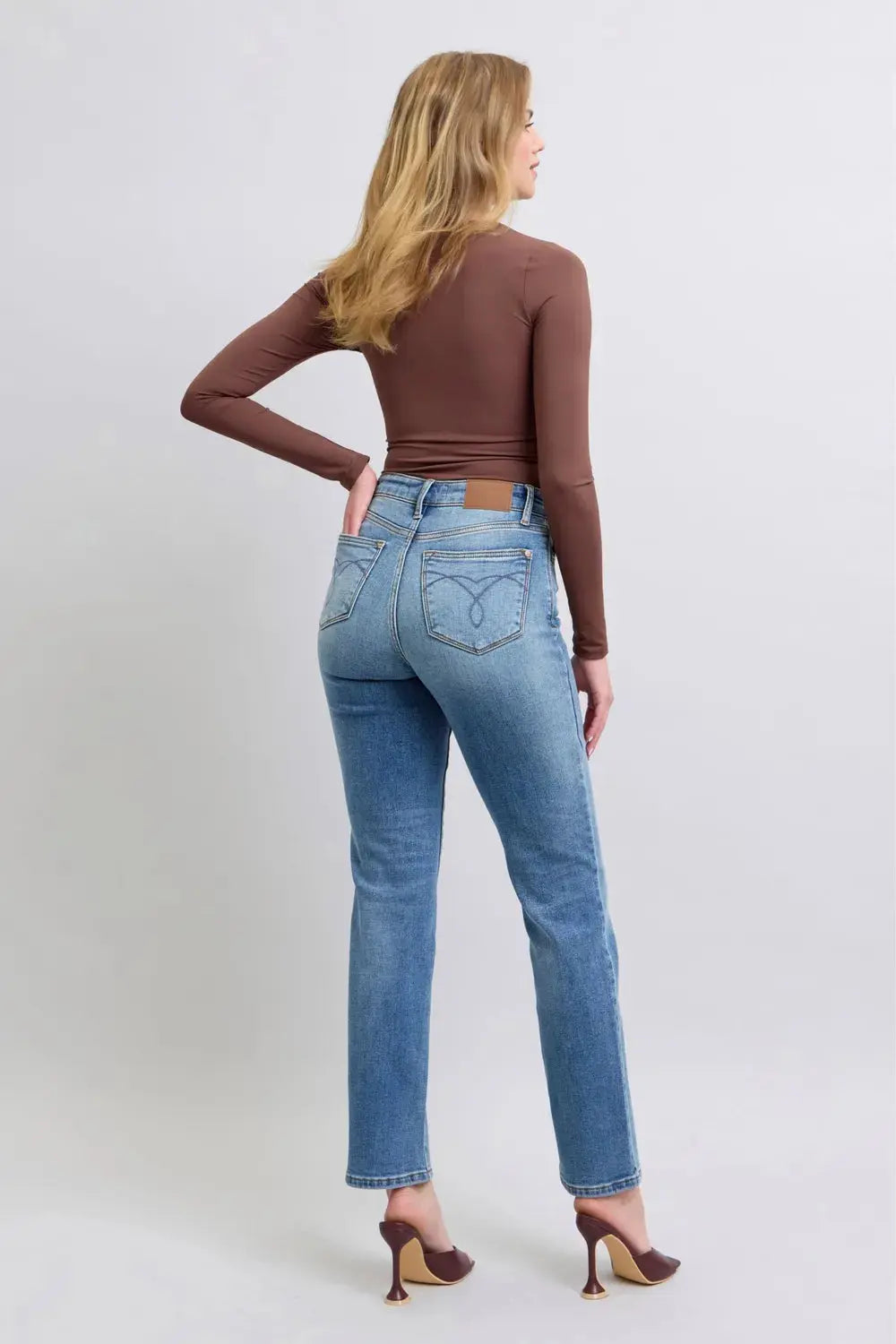 Judy Blue Full/Plus Size Run Vintage Wash Thermal Straight Jeans | Be Bliss Boutique