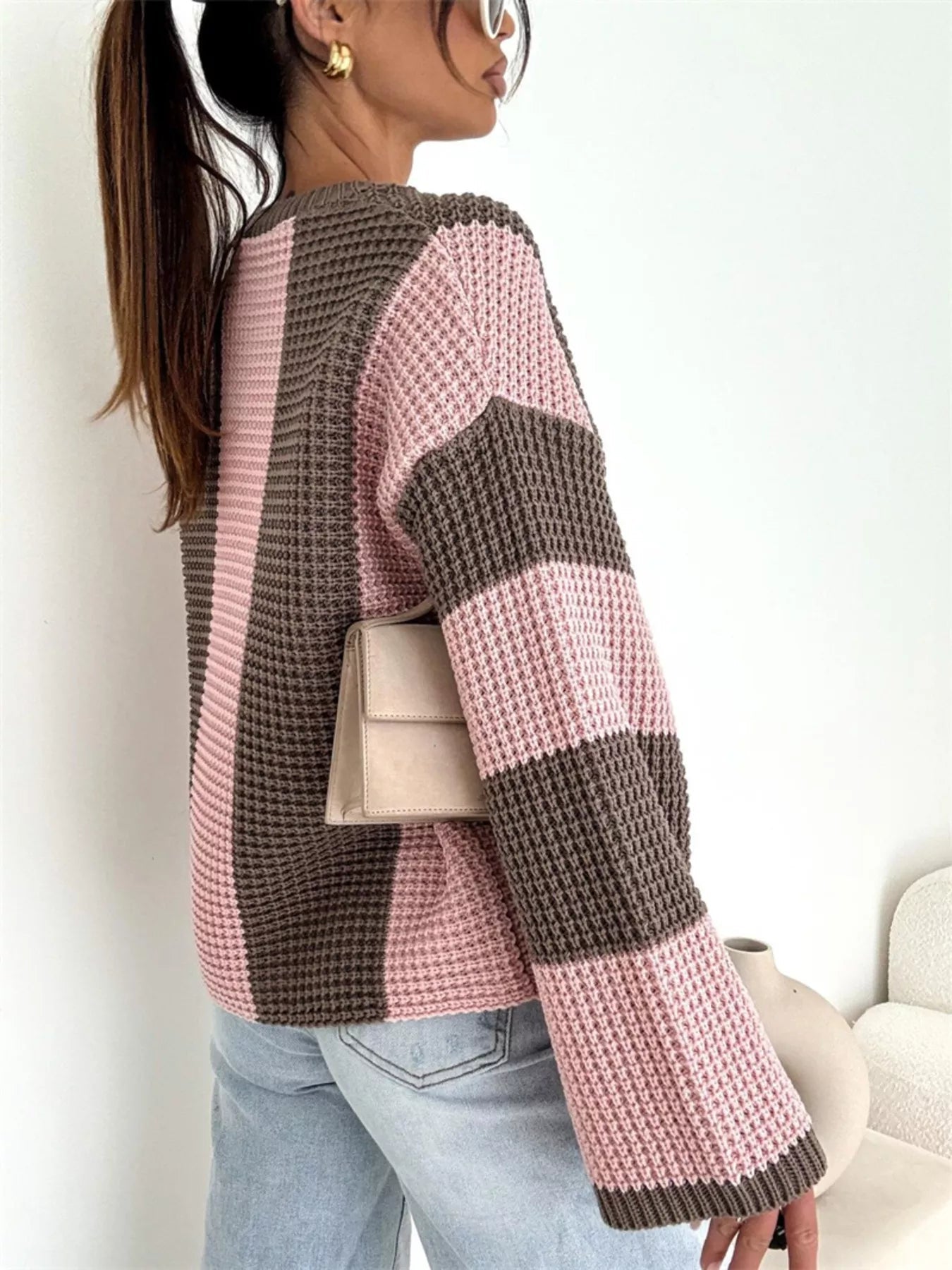 Color Block Long Sleeve Sweater -  Be Bliss Boutique