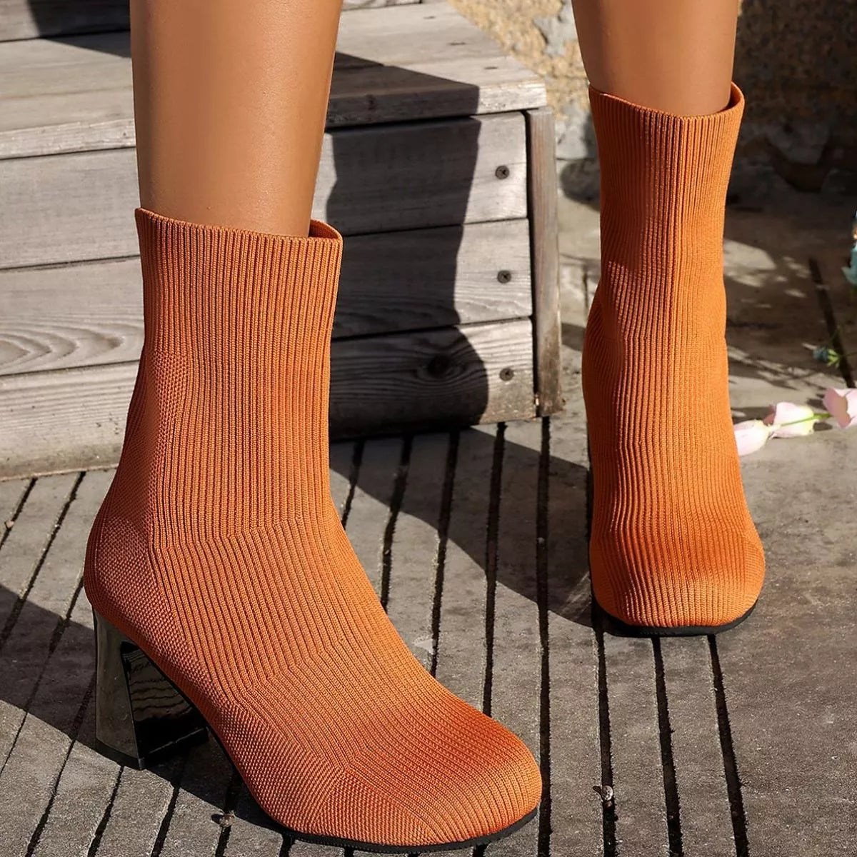 Round Toe Block Heels Boots - Be Bliss Boutique