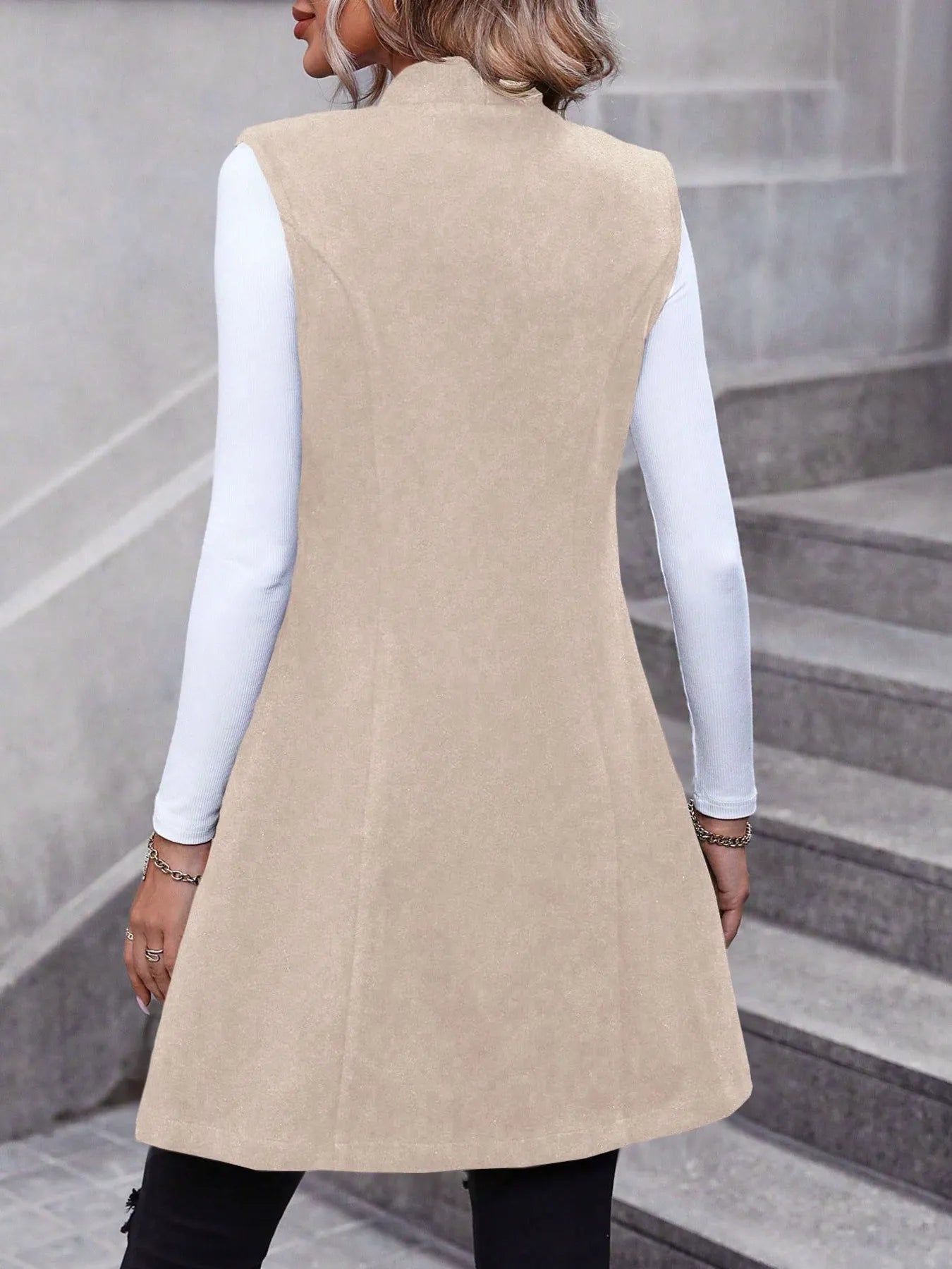 Button Up Longline Vest Coat -  Be Bliss Boutique