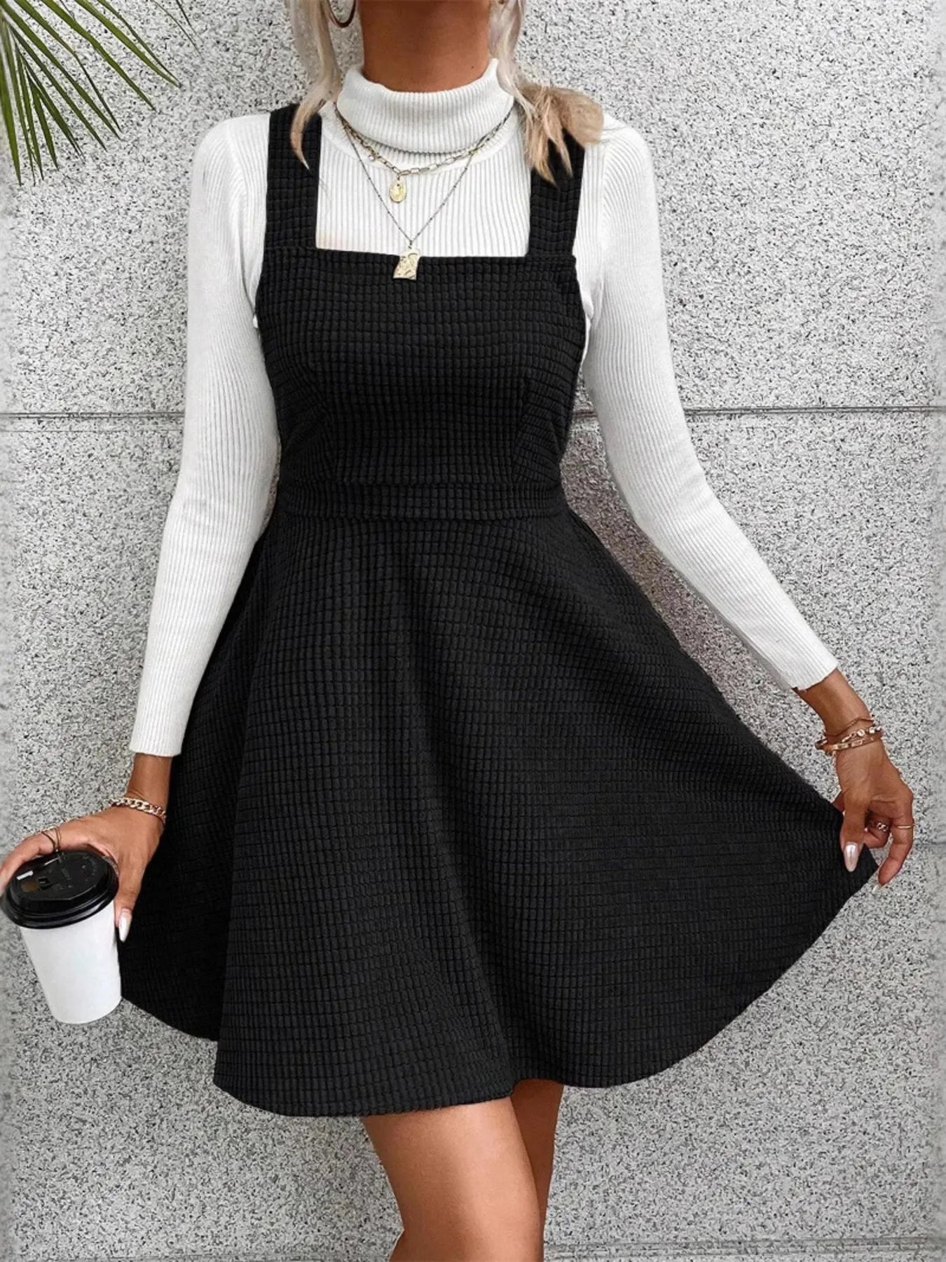 Crisscross Back Square Neck Mini Dress -  Be Bliss Boutique
