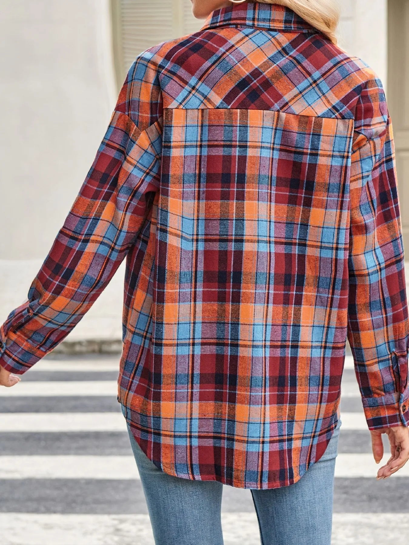 Plaid Button Up Long Sleeve Shirt -  Be Bliss Boutique