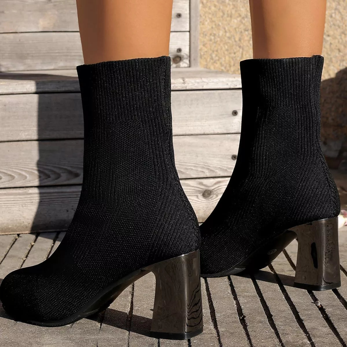 Round Toe Block Heels Boots - Be Bliss Boutique