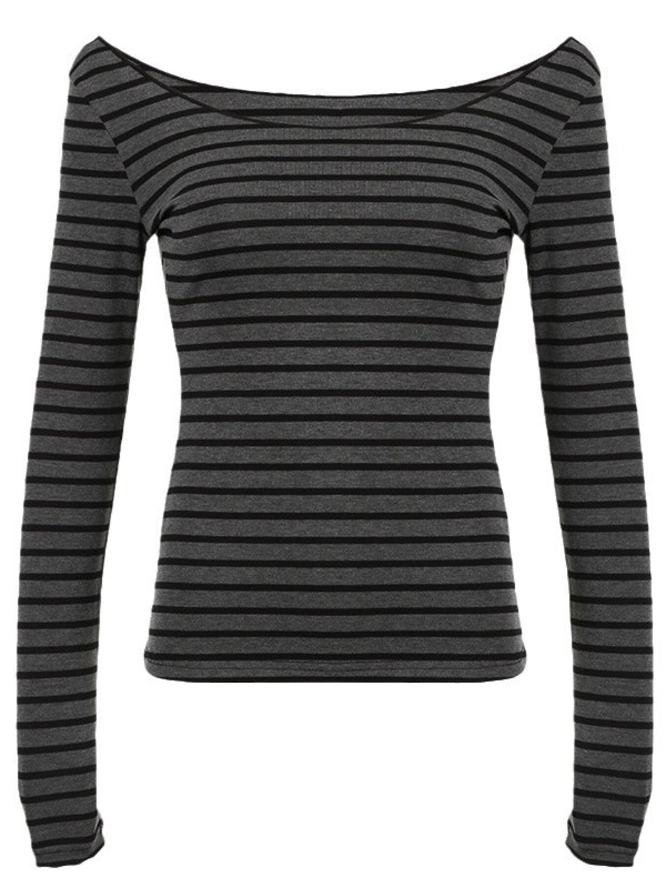Striped Long Sleeve Boat Neck T Shirt - Be Bliss Boutique