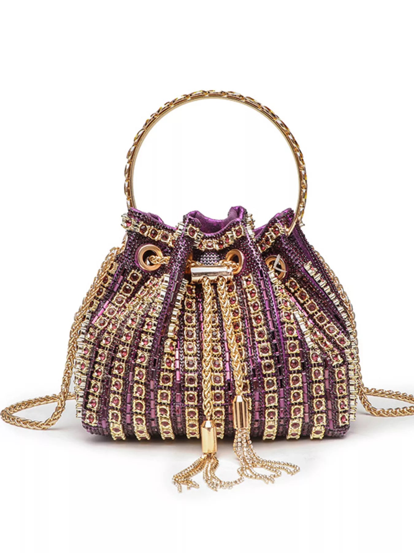 Bucket Style Rhinestone Crossbody Bag - Be Bliss Boutique