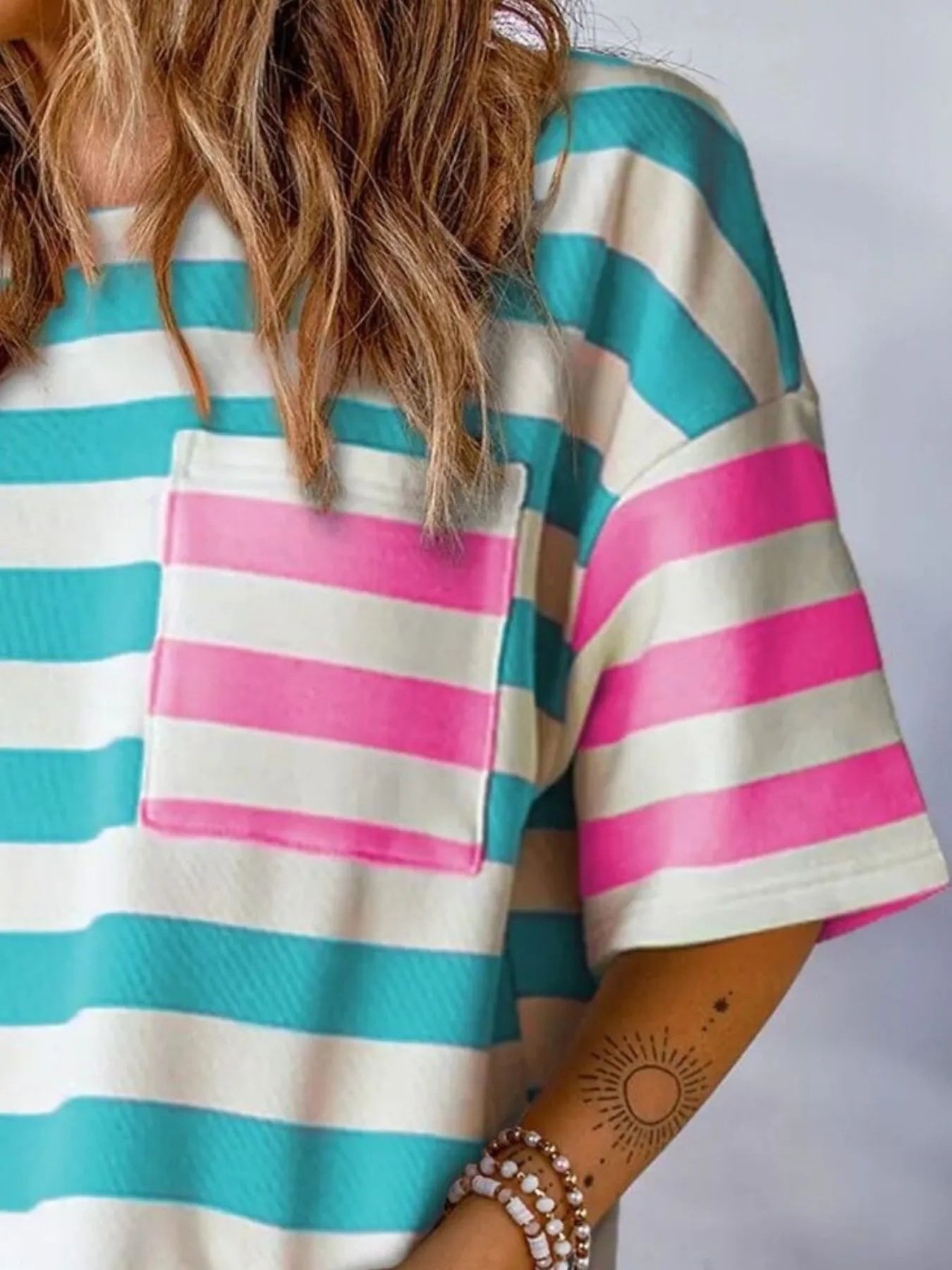 Striped Oversized Short Sleeve T-Shirt -  Be Bliss Boutique